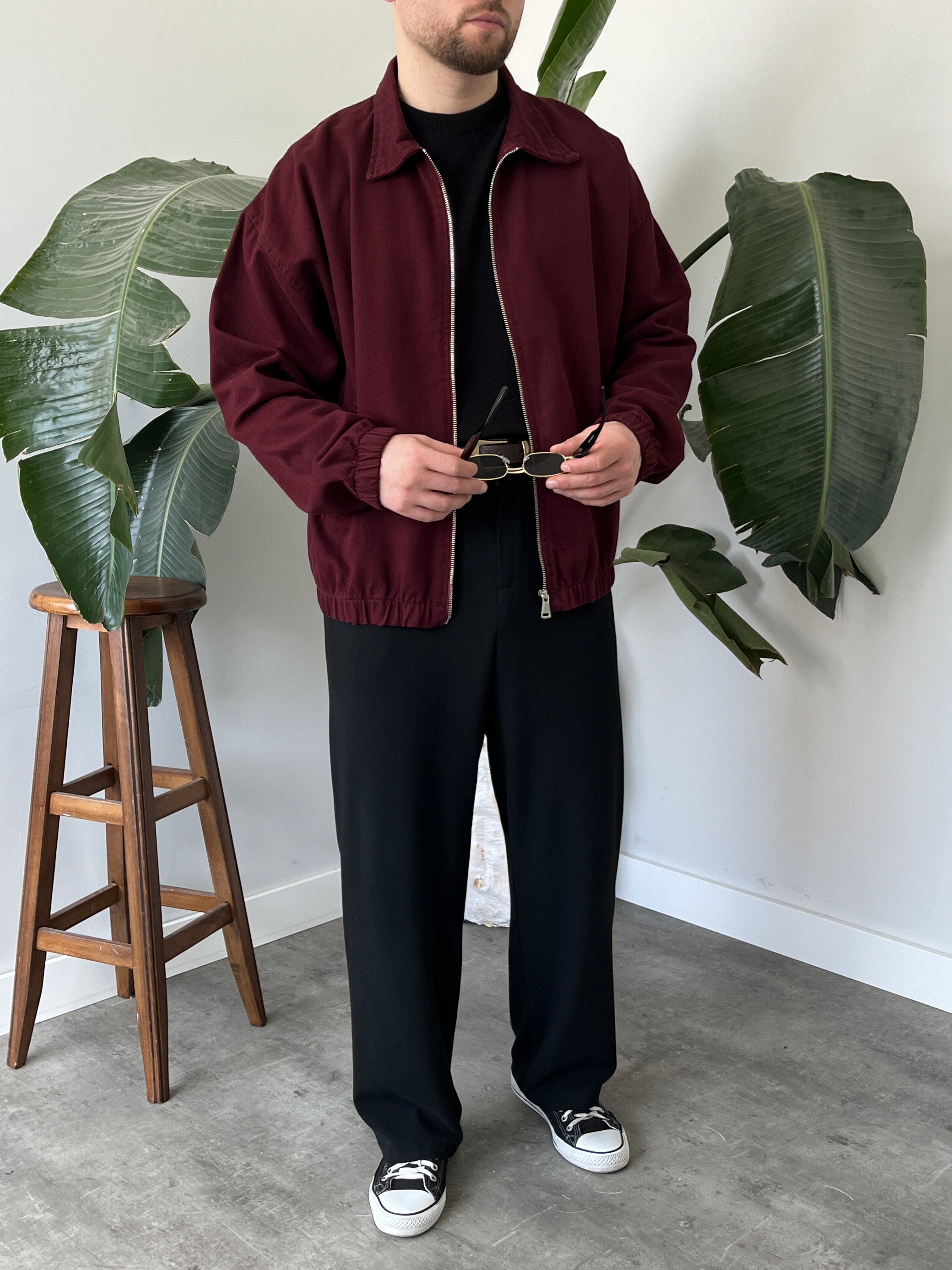 Bordo Mevsimlik Oversize Bomber Ceket