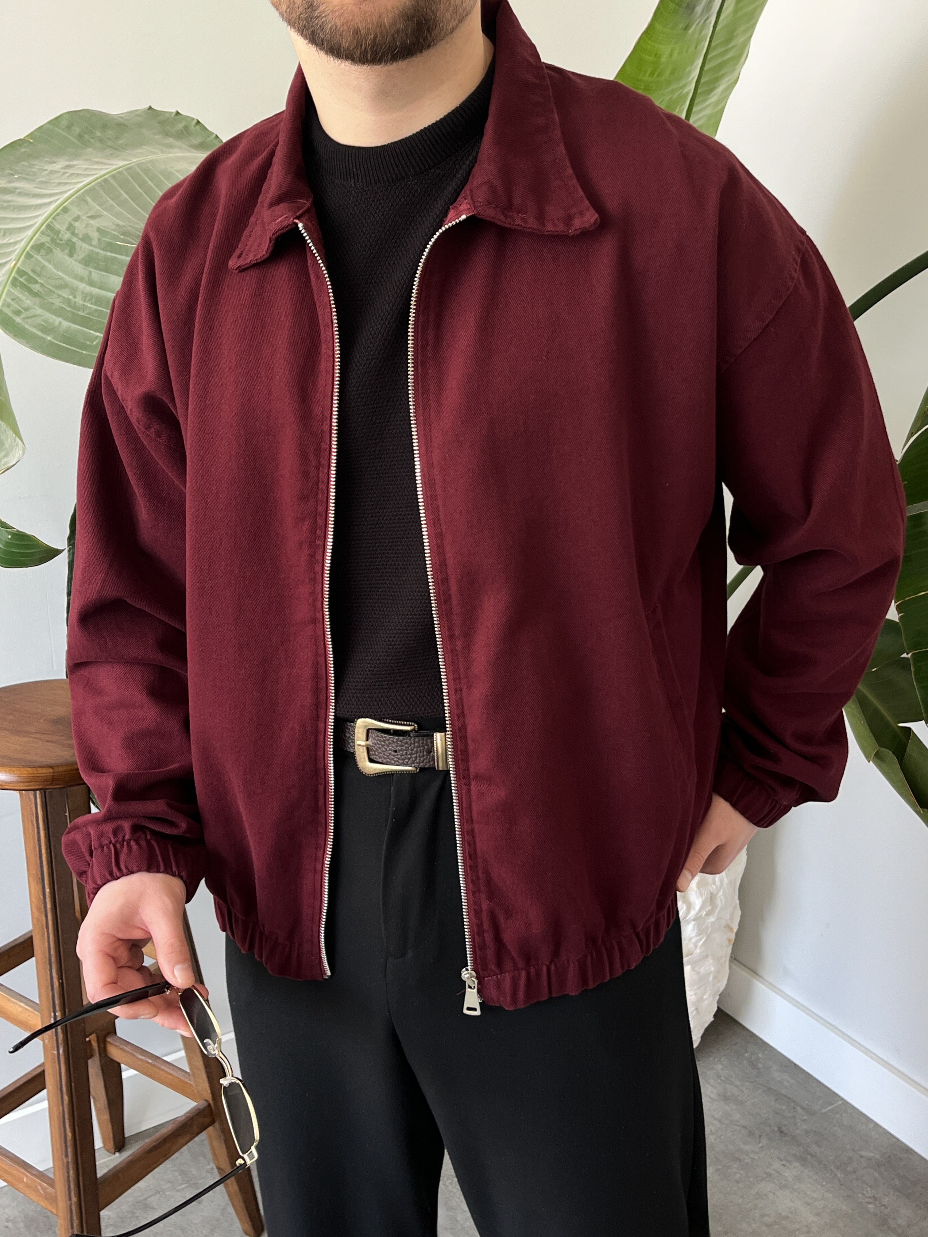 Bordo Mevsimlik Oversize Bomber Ceket