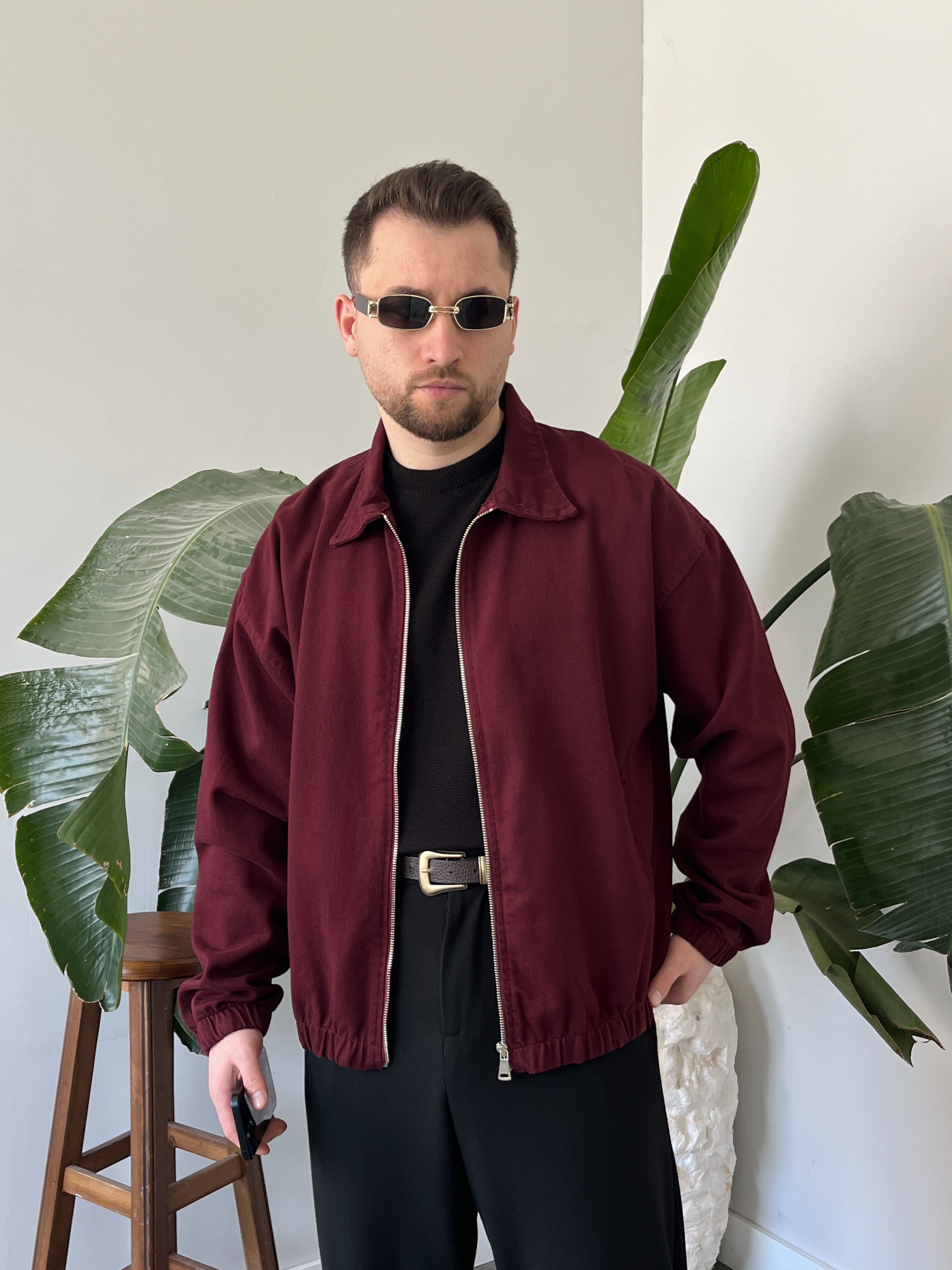 Bordo Mevsimlik Oversize Bomber Ceket