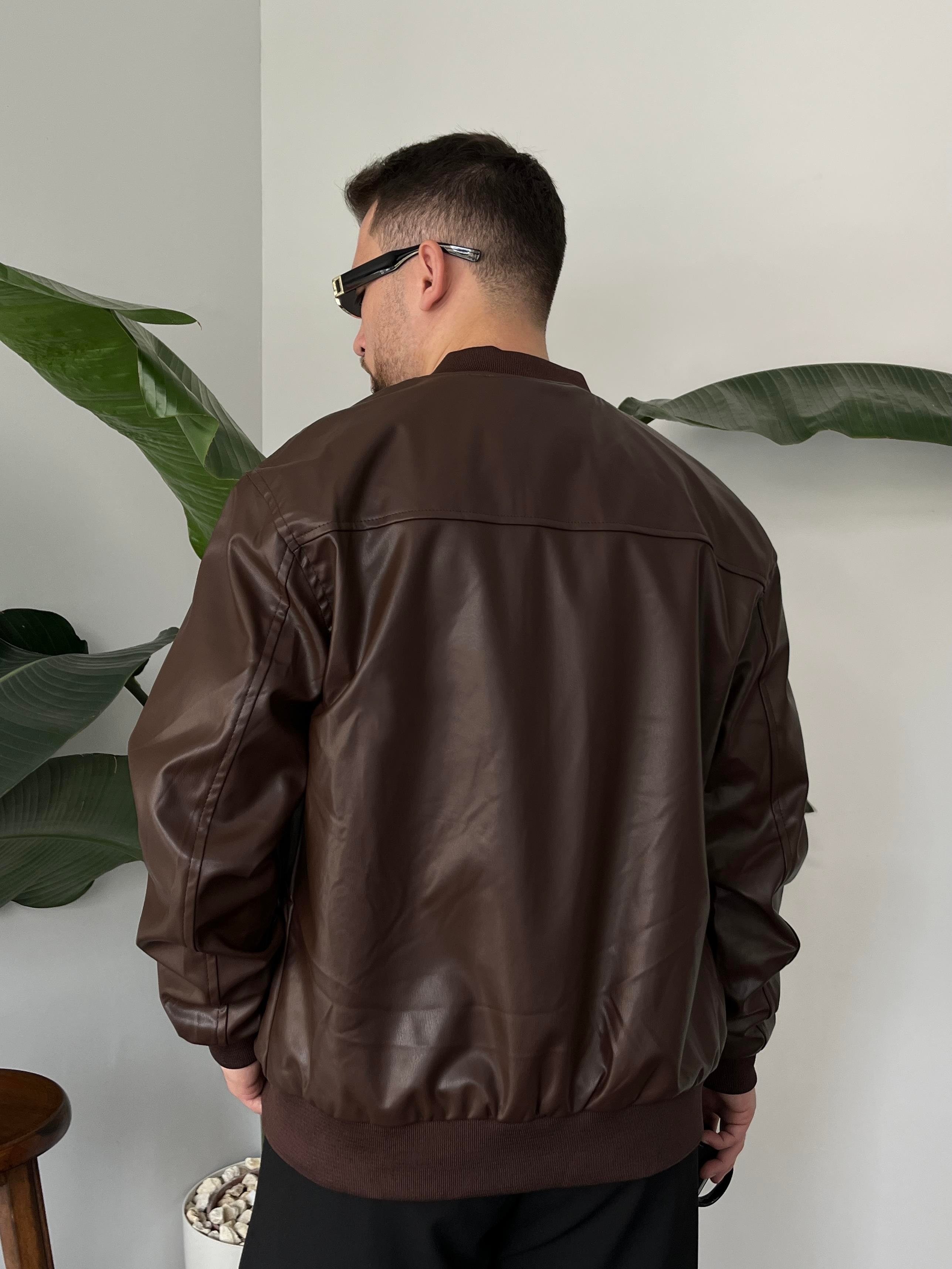 Bronzo Acı Kahve Bomber Deri Ceket