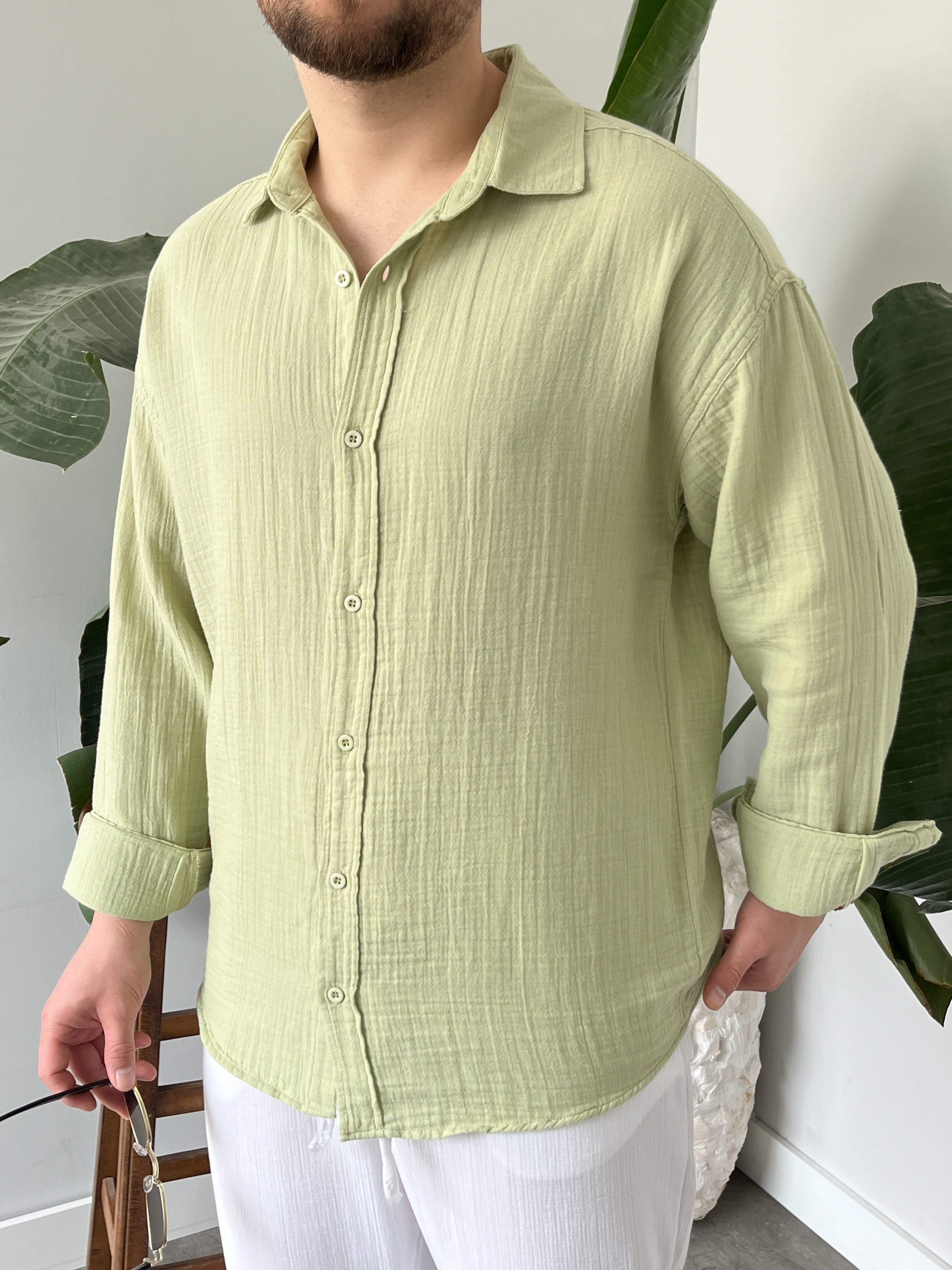 Çağla Müslin Dokulu Oversize Gömlek