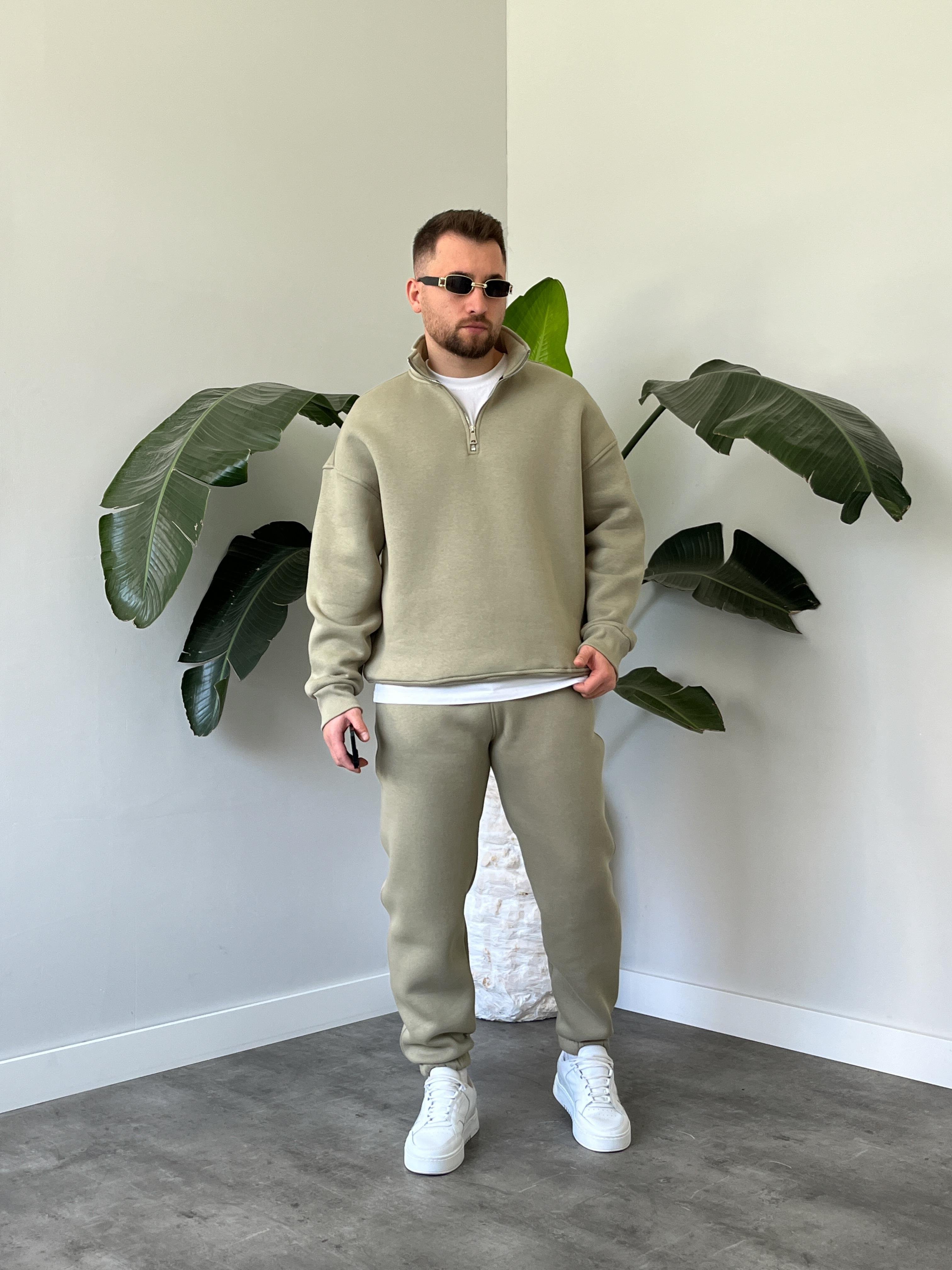 Çağla Yarım Fermuarlı Oversize Eşofman Takımı