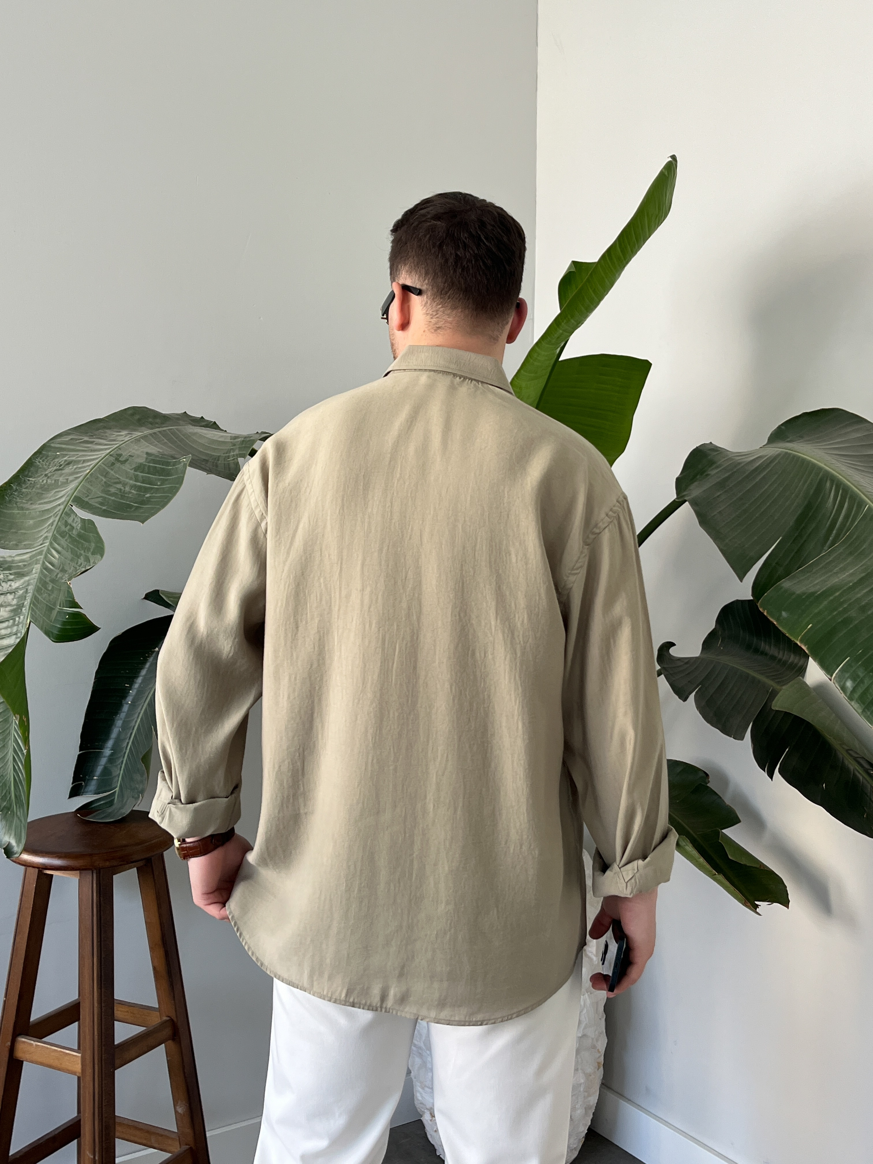 Çağla Yıkamalı Tensel Oversize Gömlek