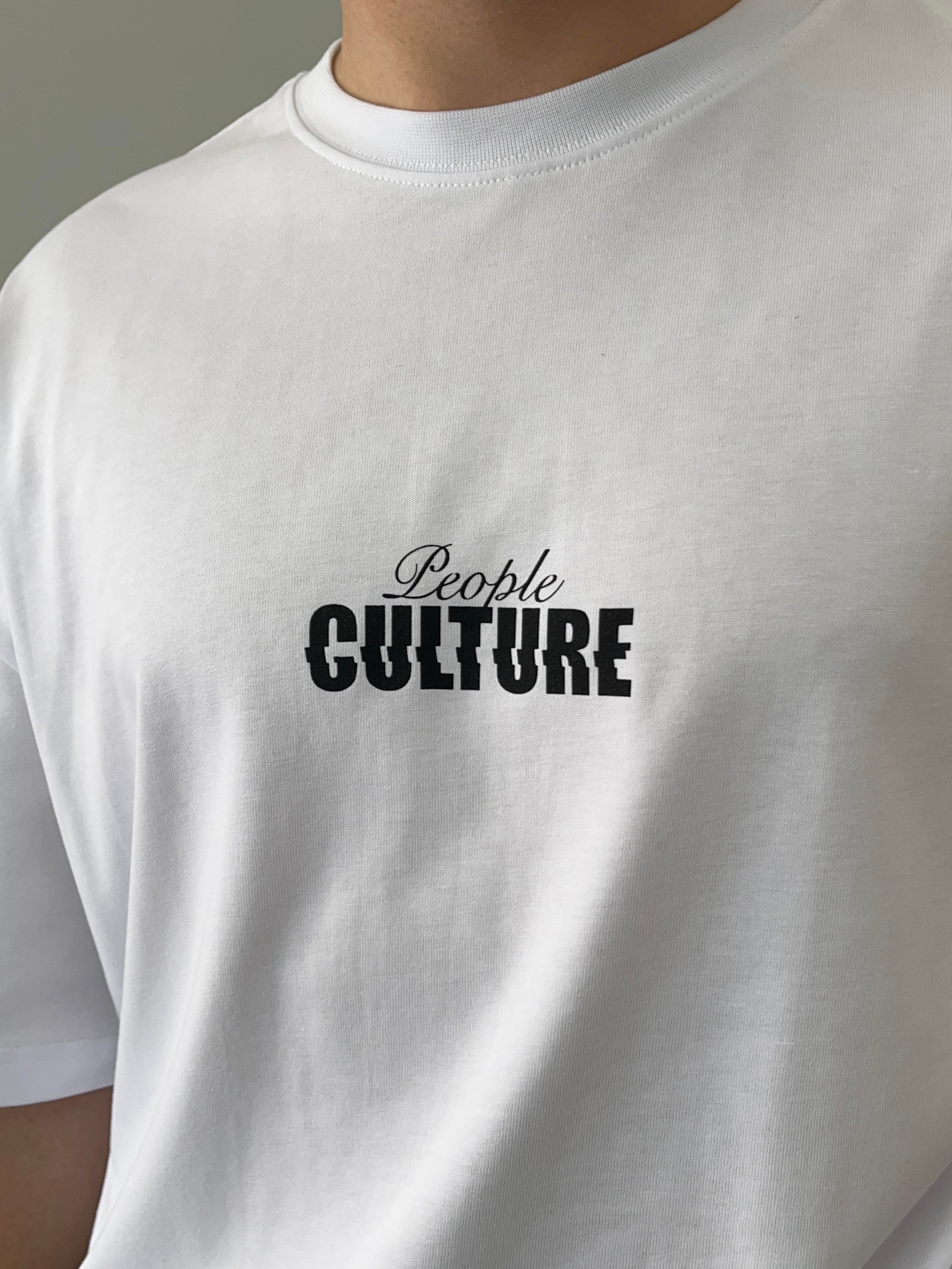 Culture Baskılı Beyaz Oversize T-shirt