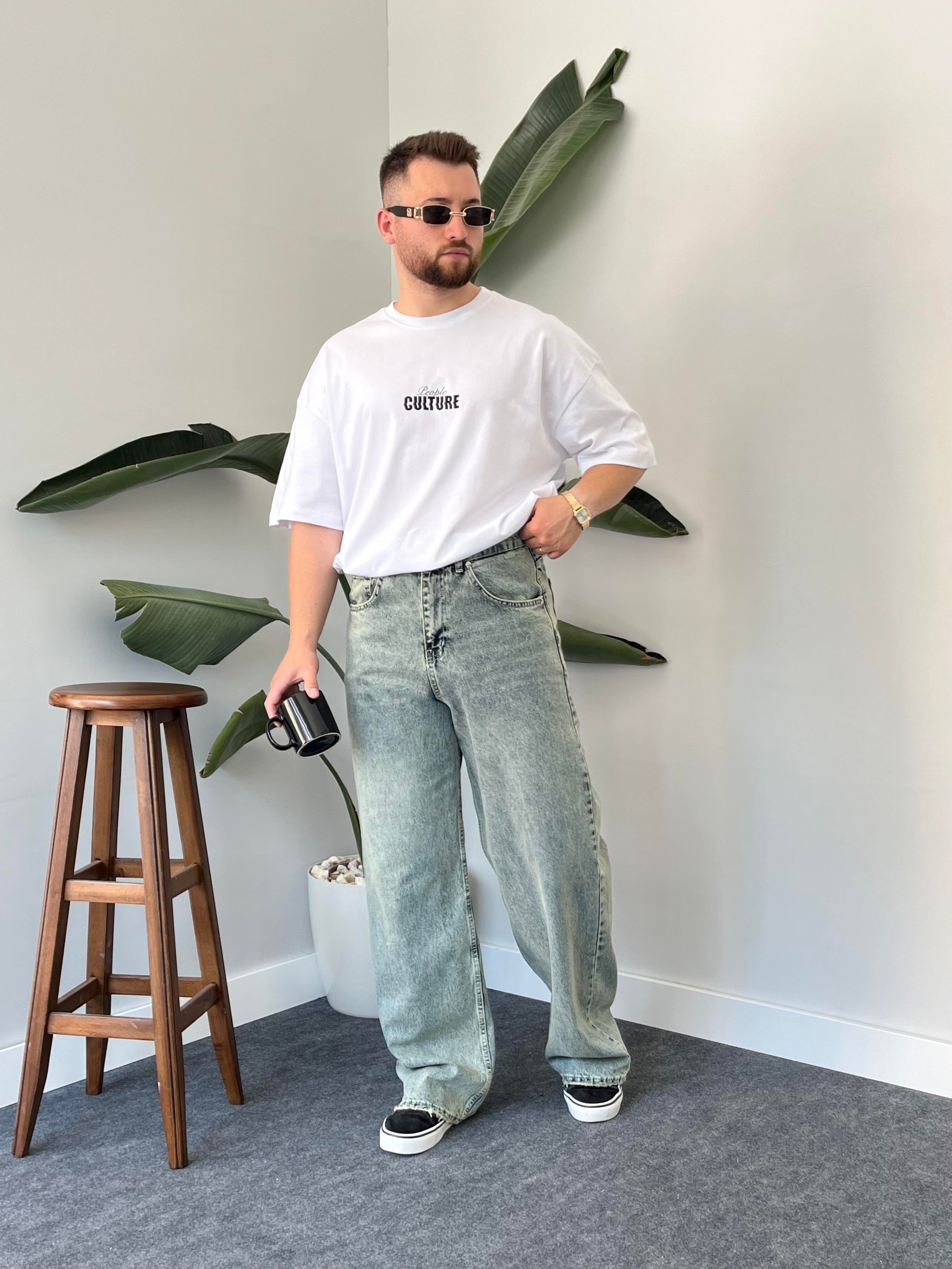 Culture Baskılı Beyaz Oversize T-shirt