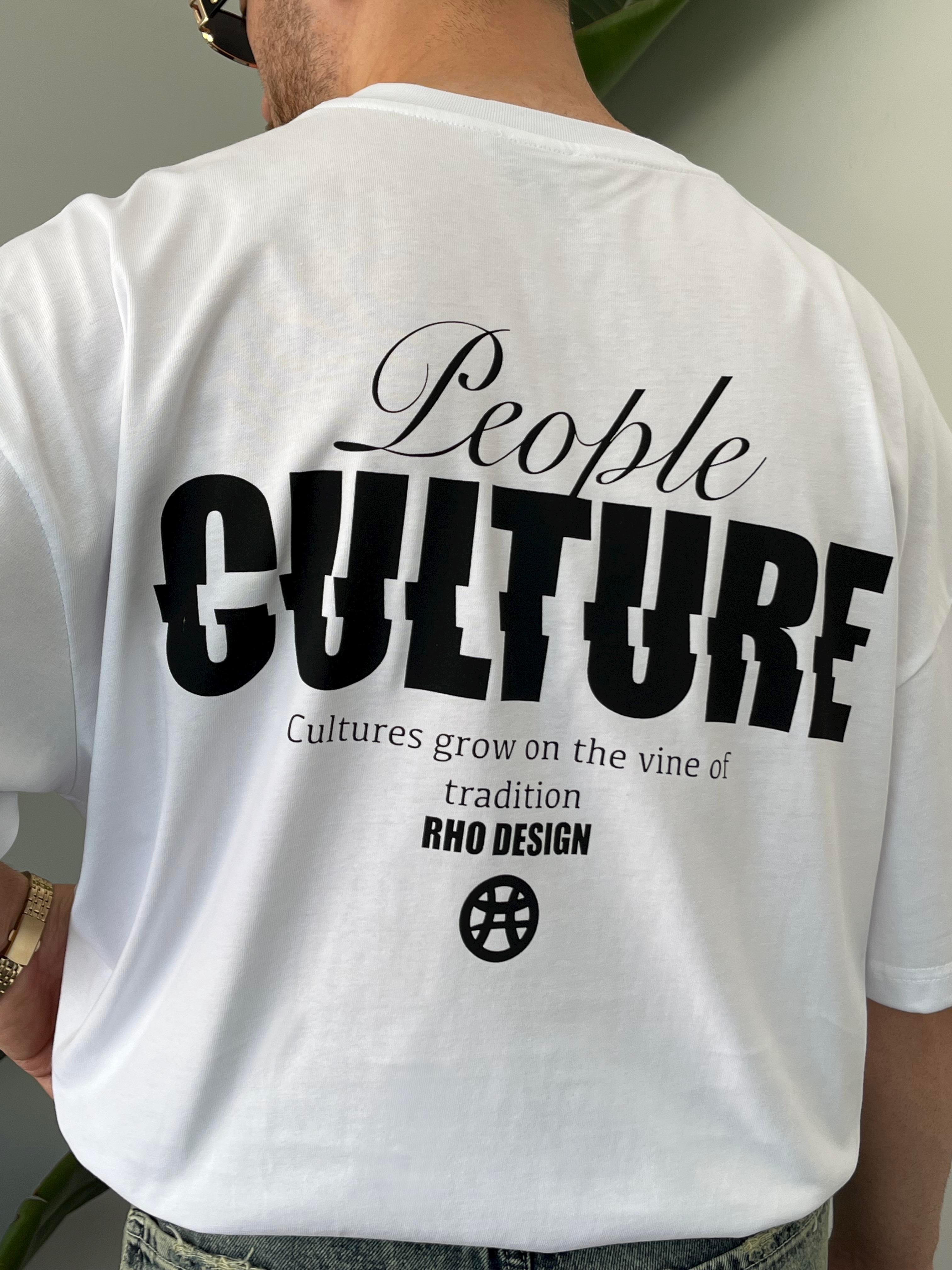 Culture Baskılı Beyaz Oversize T-shirt