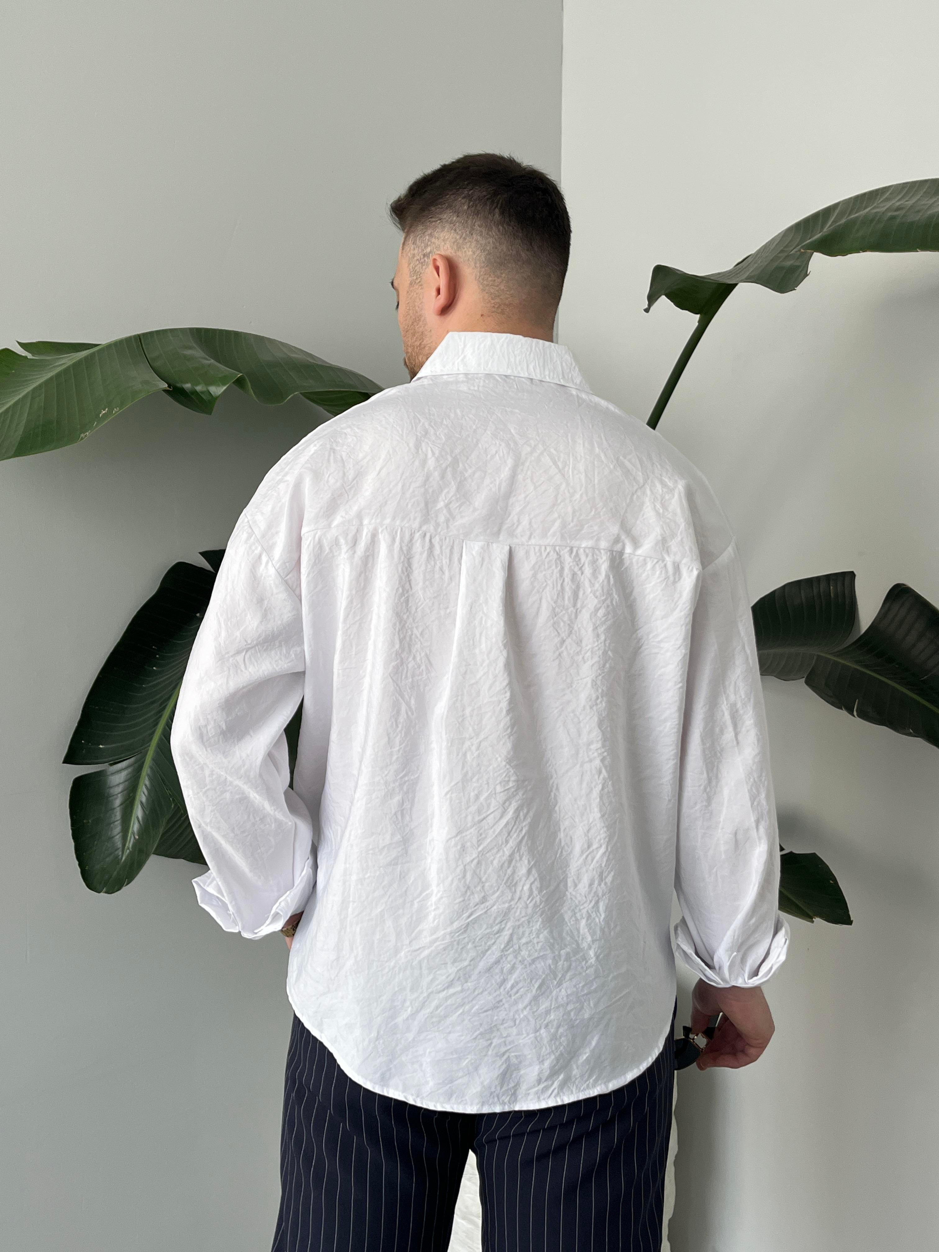 Dante Beyaz Modal Kumaş Oversize Gömlek
