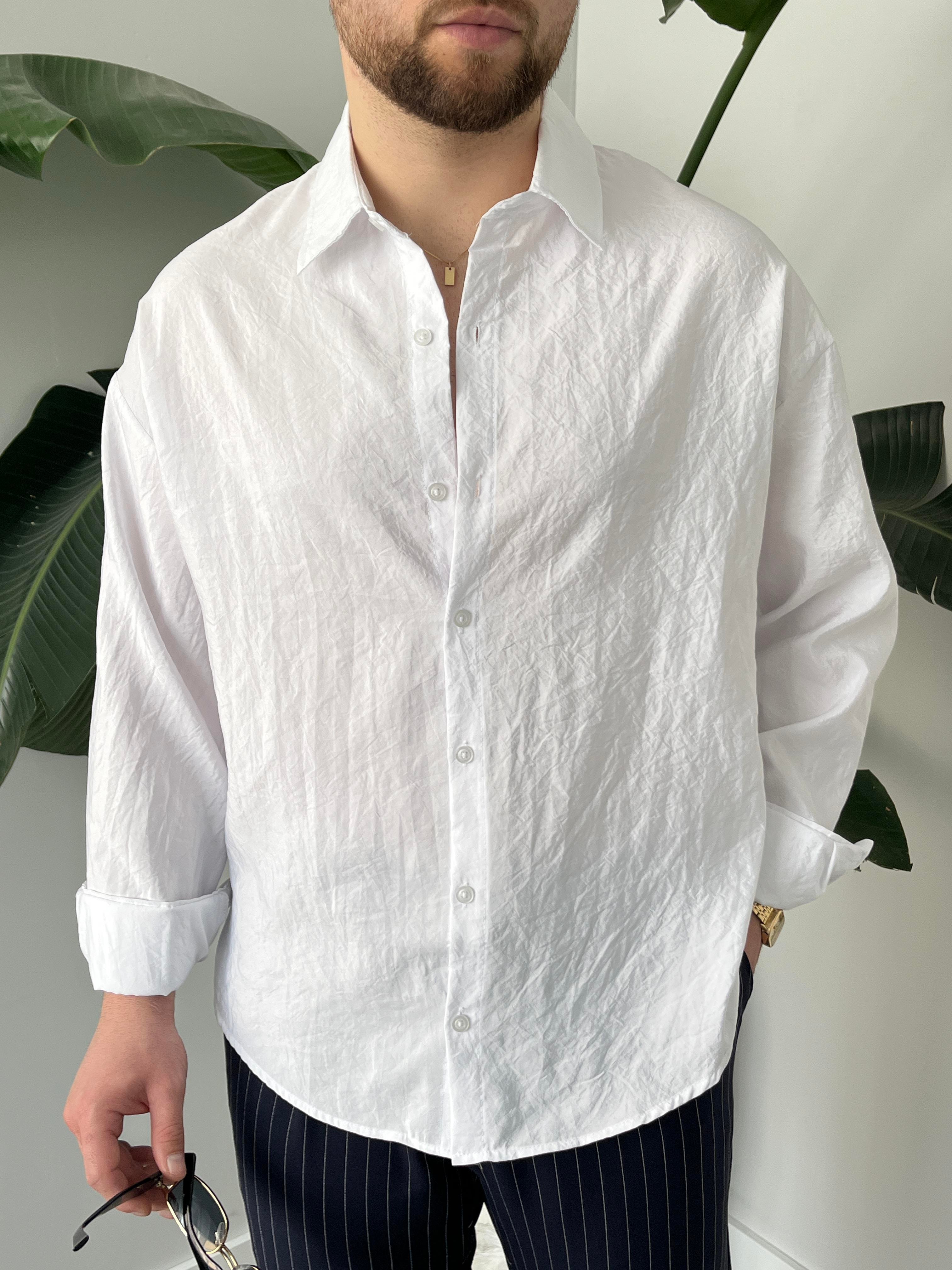 Dante Beyaz Modal Kumaş Oversize Gömlek