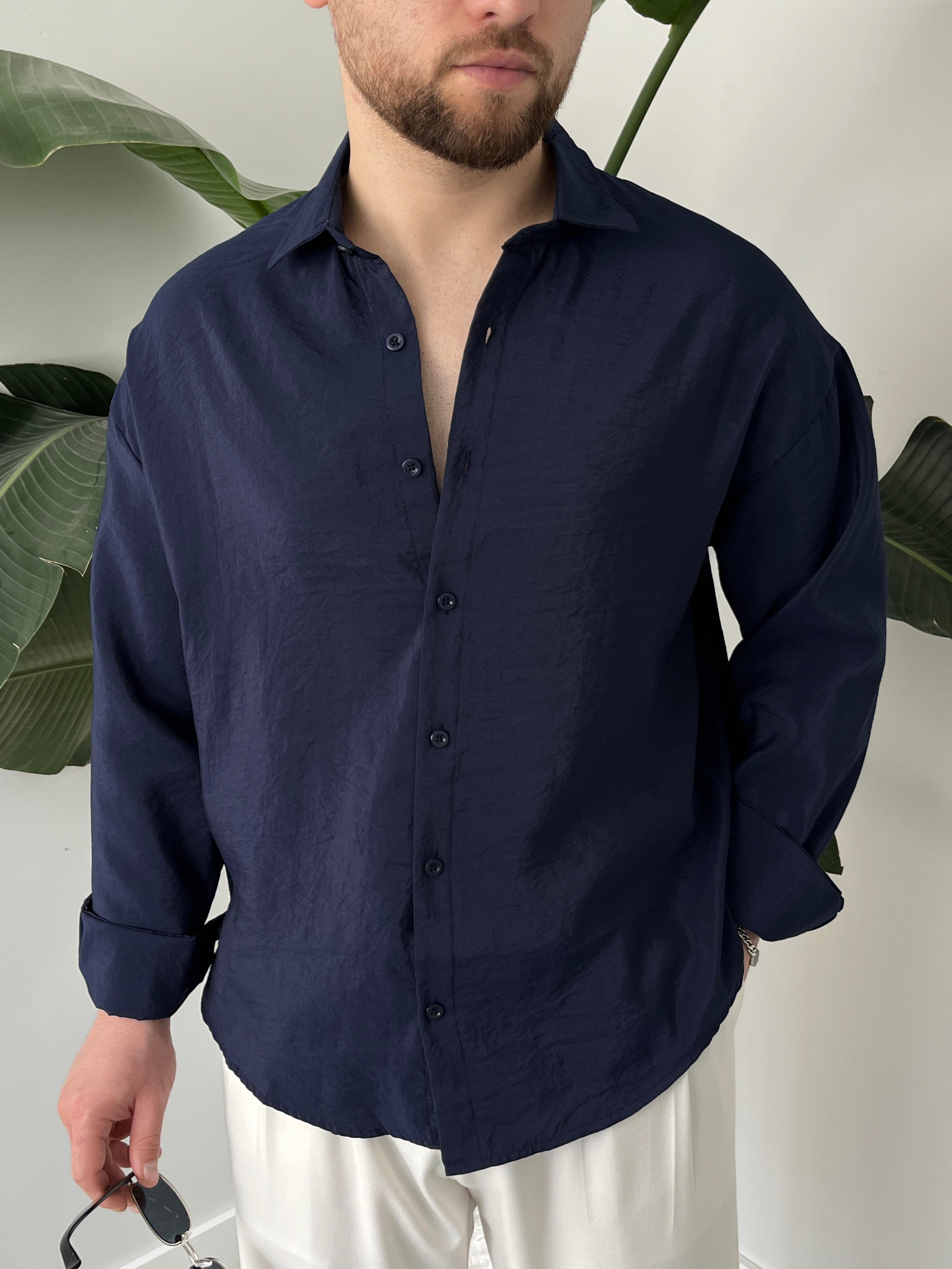 Dante Lacivert Modal Kumaş Oversize Gömlek