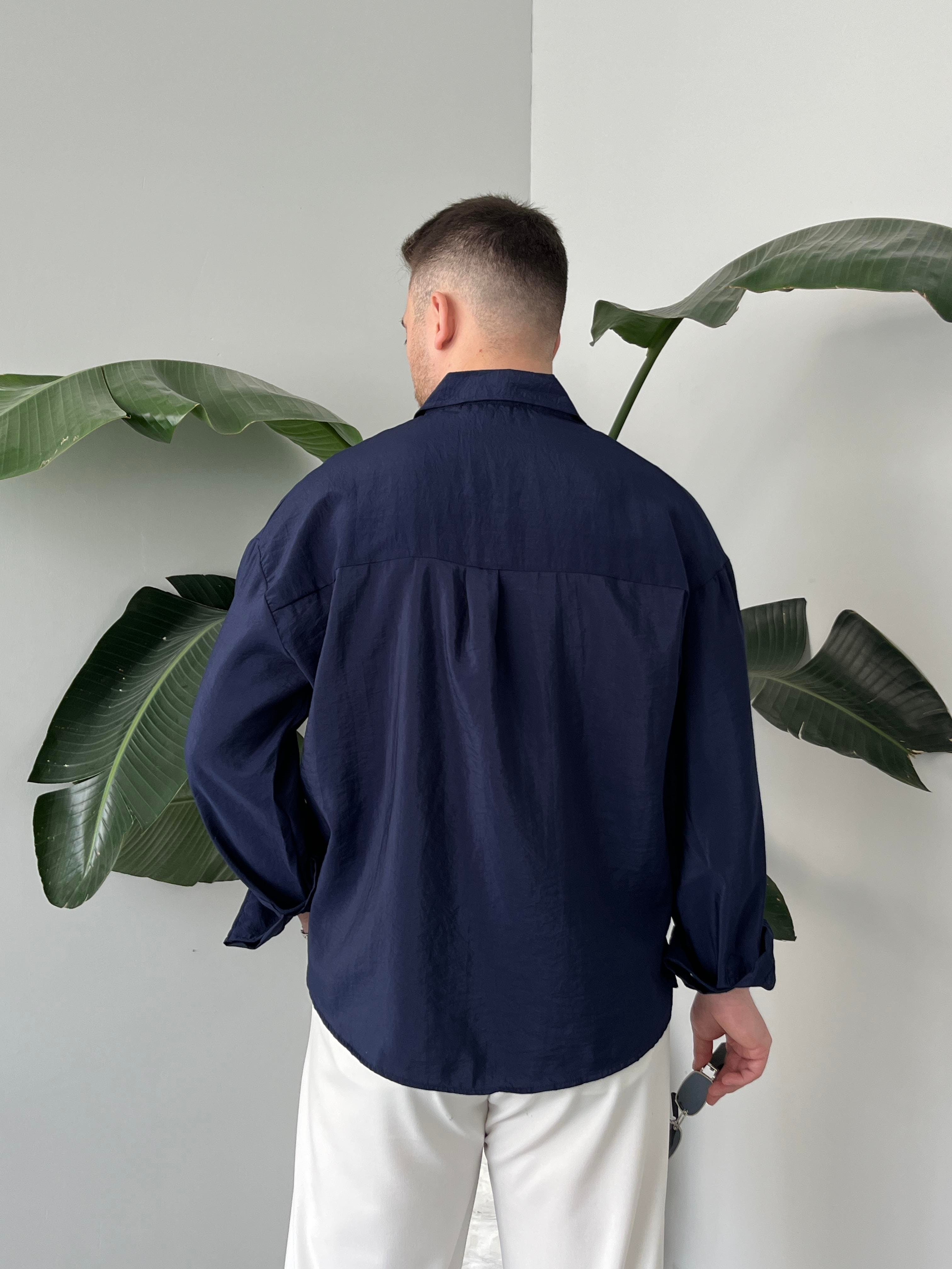 Dante Lacivert Modal Kumaş Oversize Gömlek