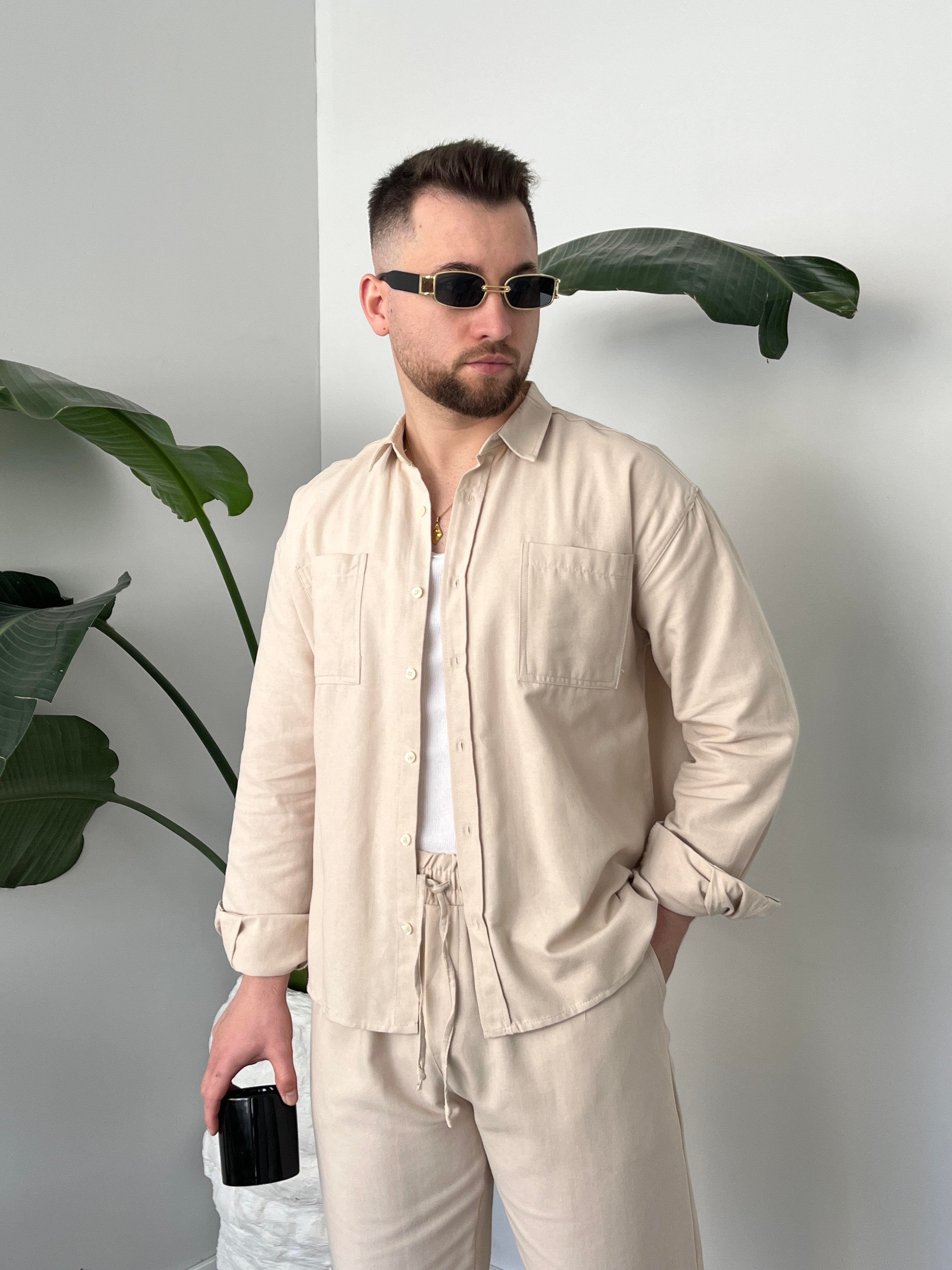 Dual Krem Çift Cep Detaylı Gabardin Takım