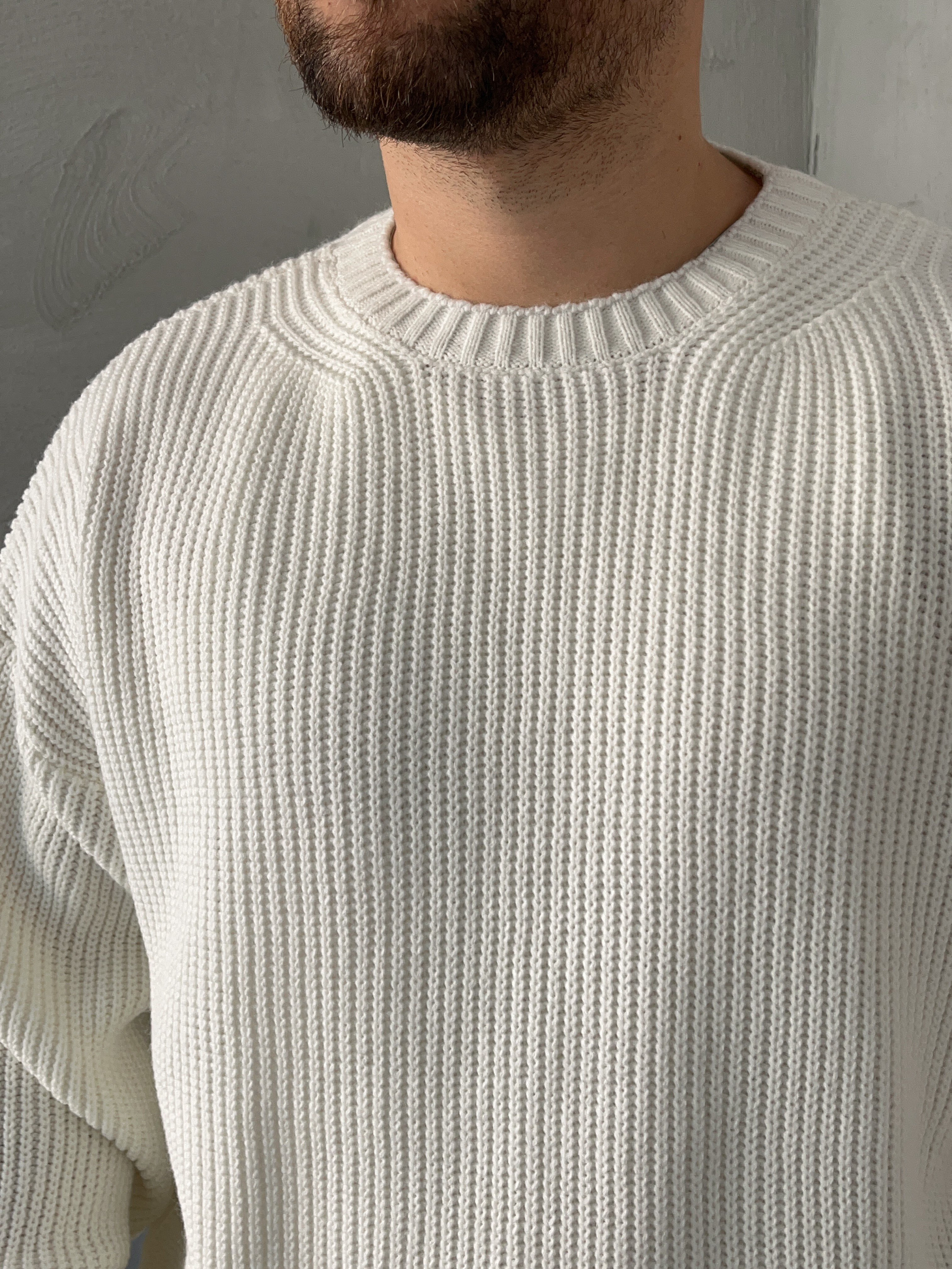 Ekru Basic Örgü Oversize Kazak