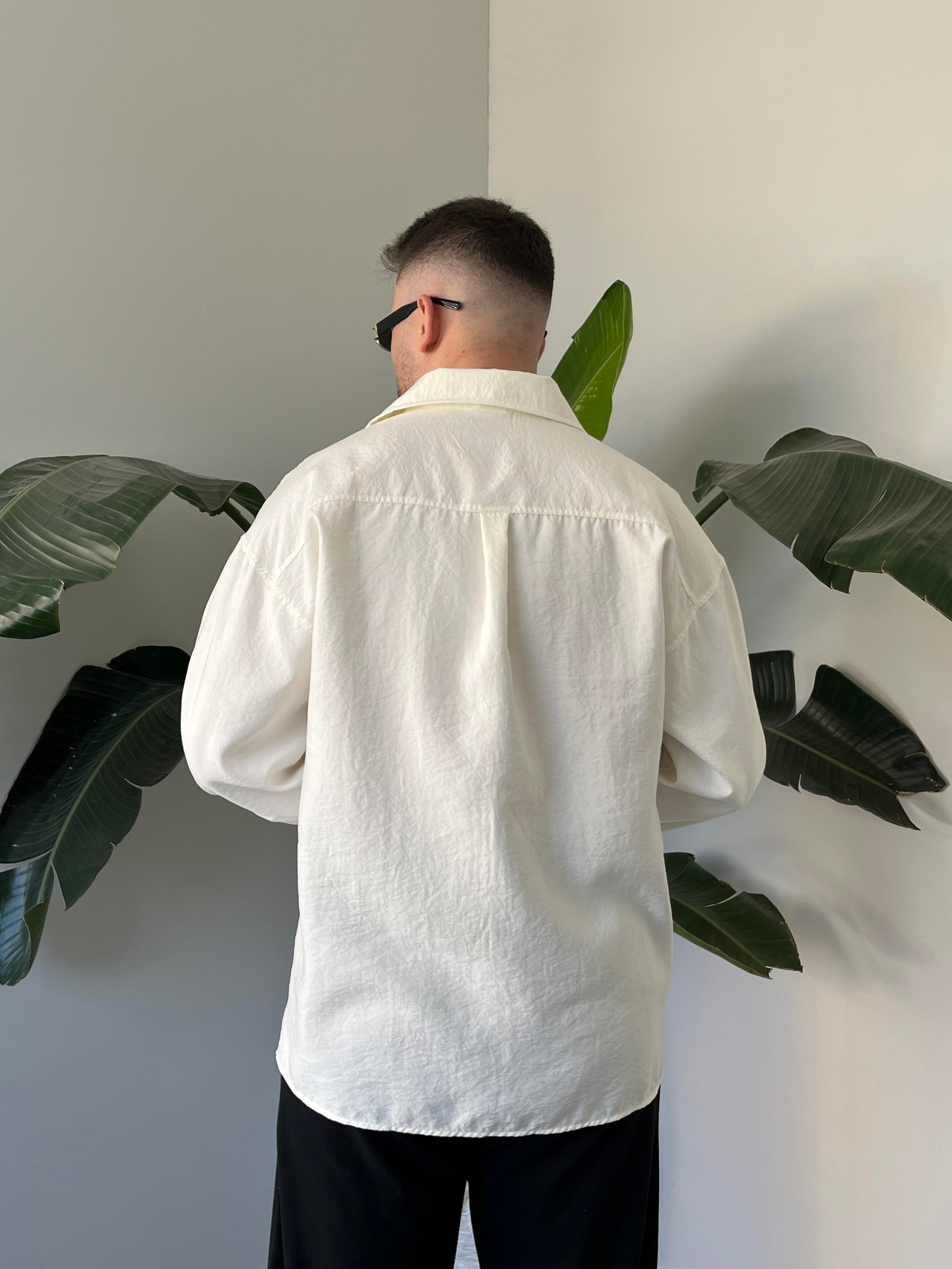 Ekru Modal Basic Oversize Gömlek