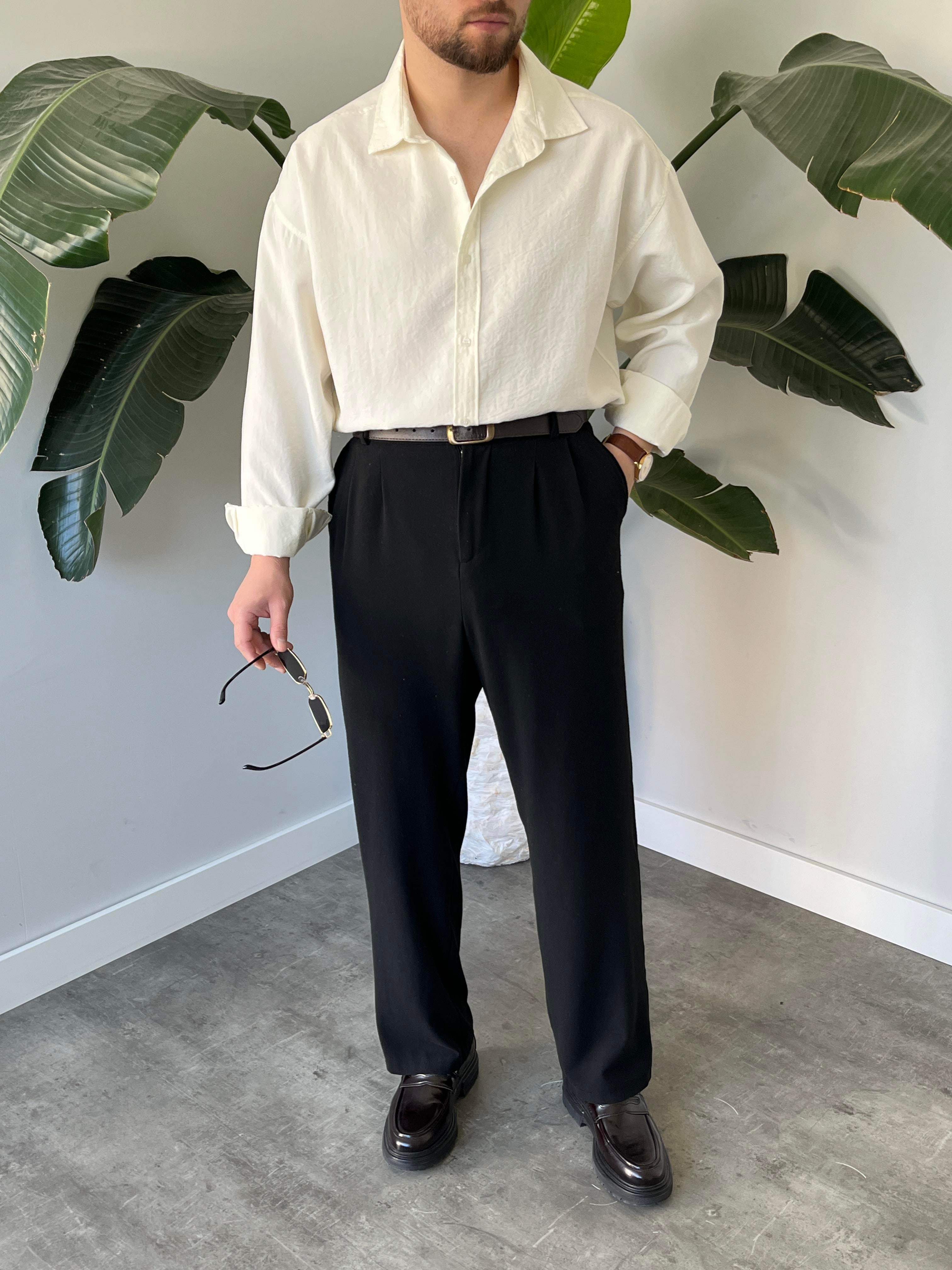 Ekru Modal Basic Oversize Gömlek