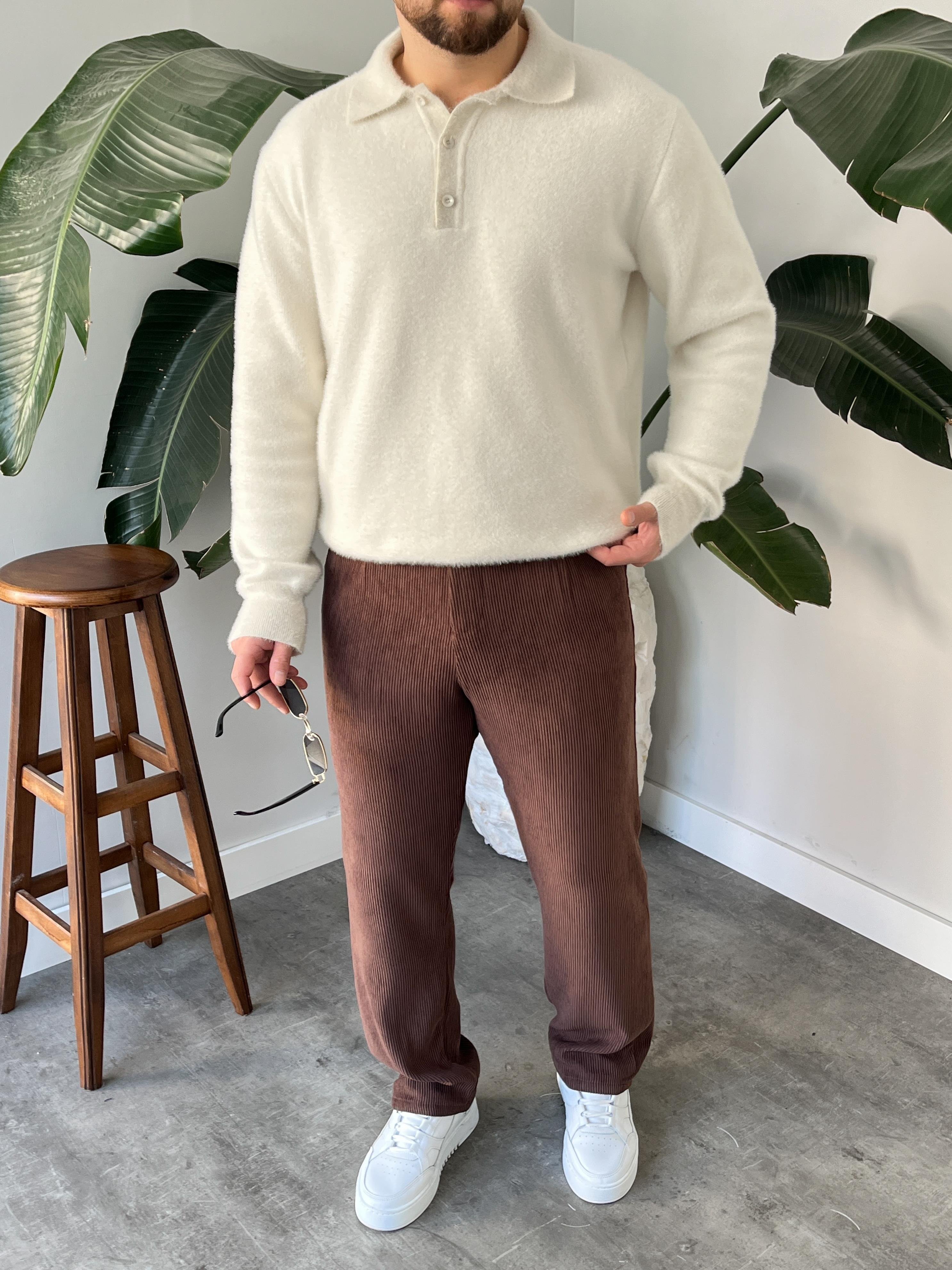 Ekru Soft Touch Polo Yaka Kazak
