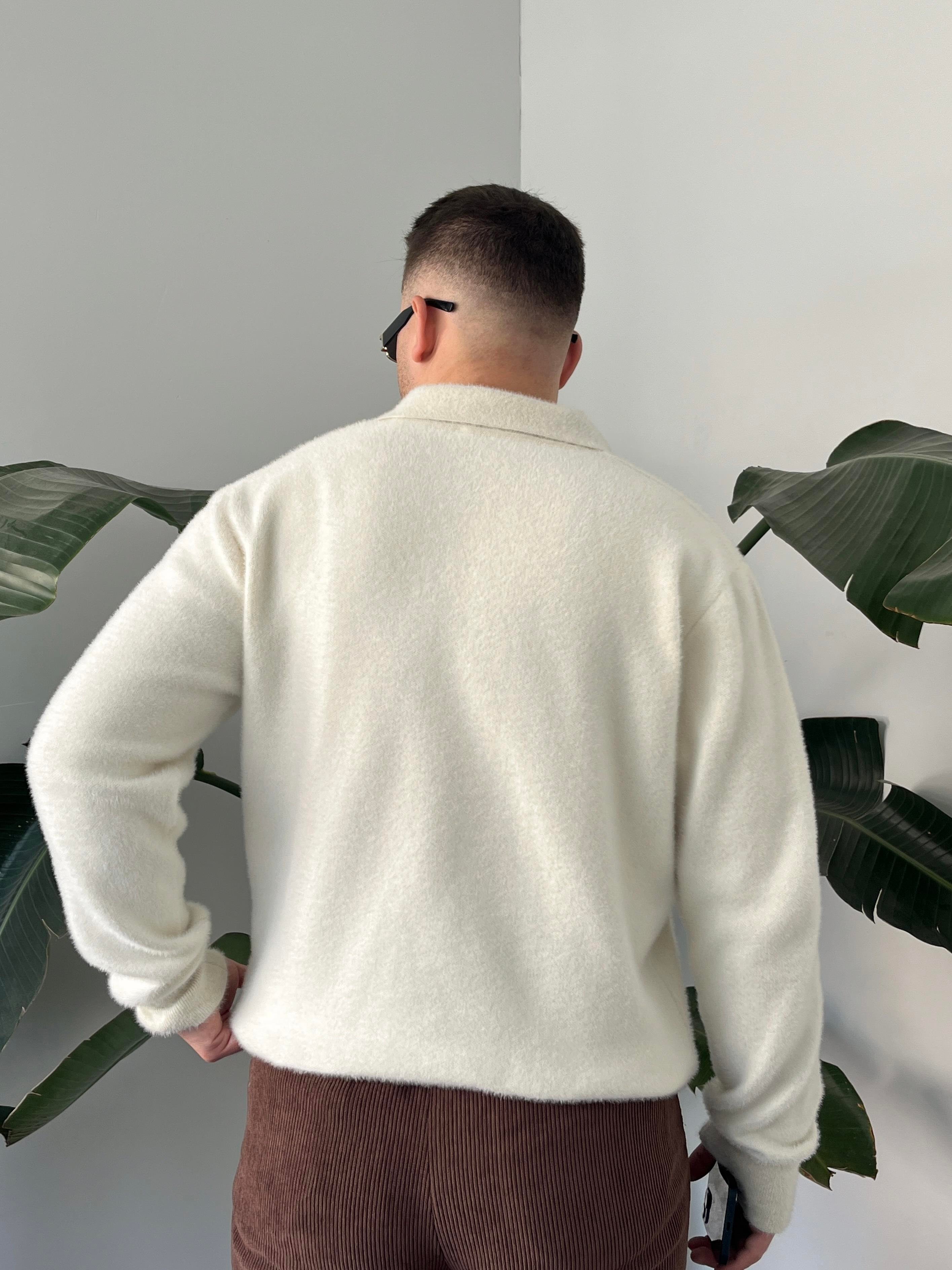 Ekru Soft Touch Polo Yaka Kazak