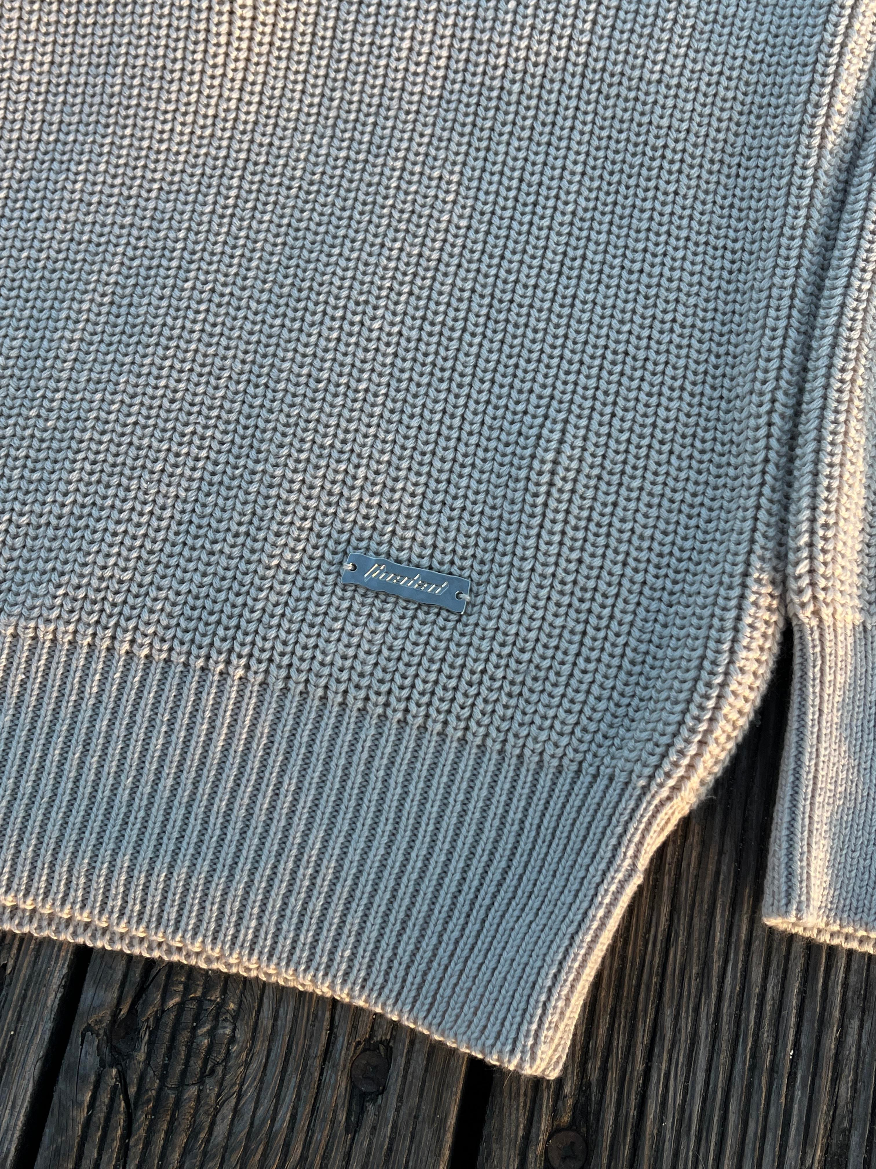Elite Füme Zip Polo Oversize Örgü Kazak