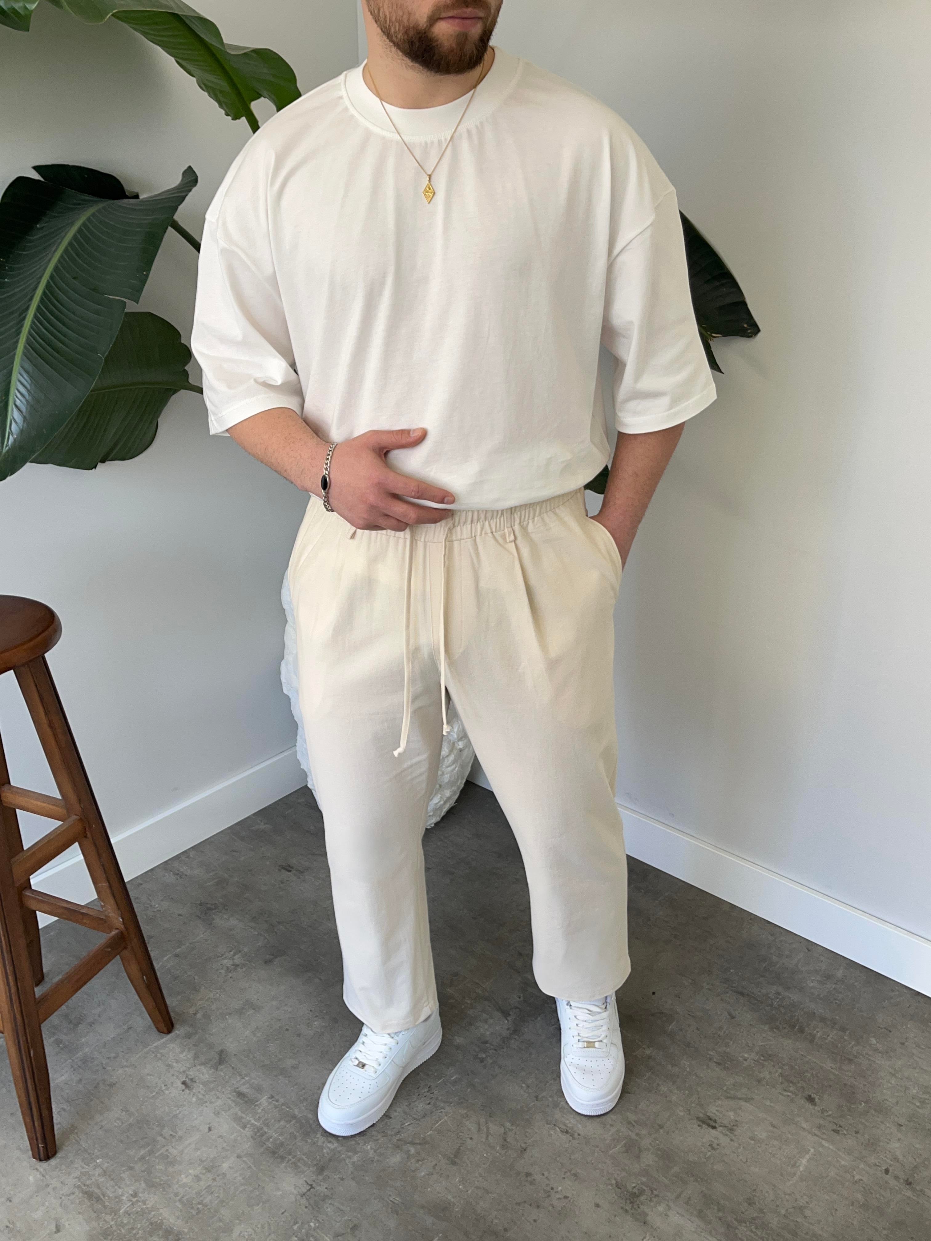 Elliot Ekru Bol Kalıp Gabardin Boyfriend Pantolon