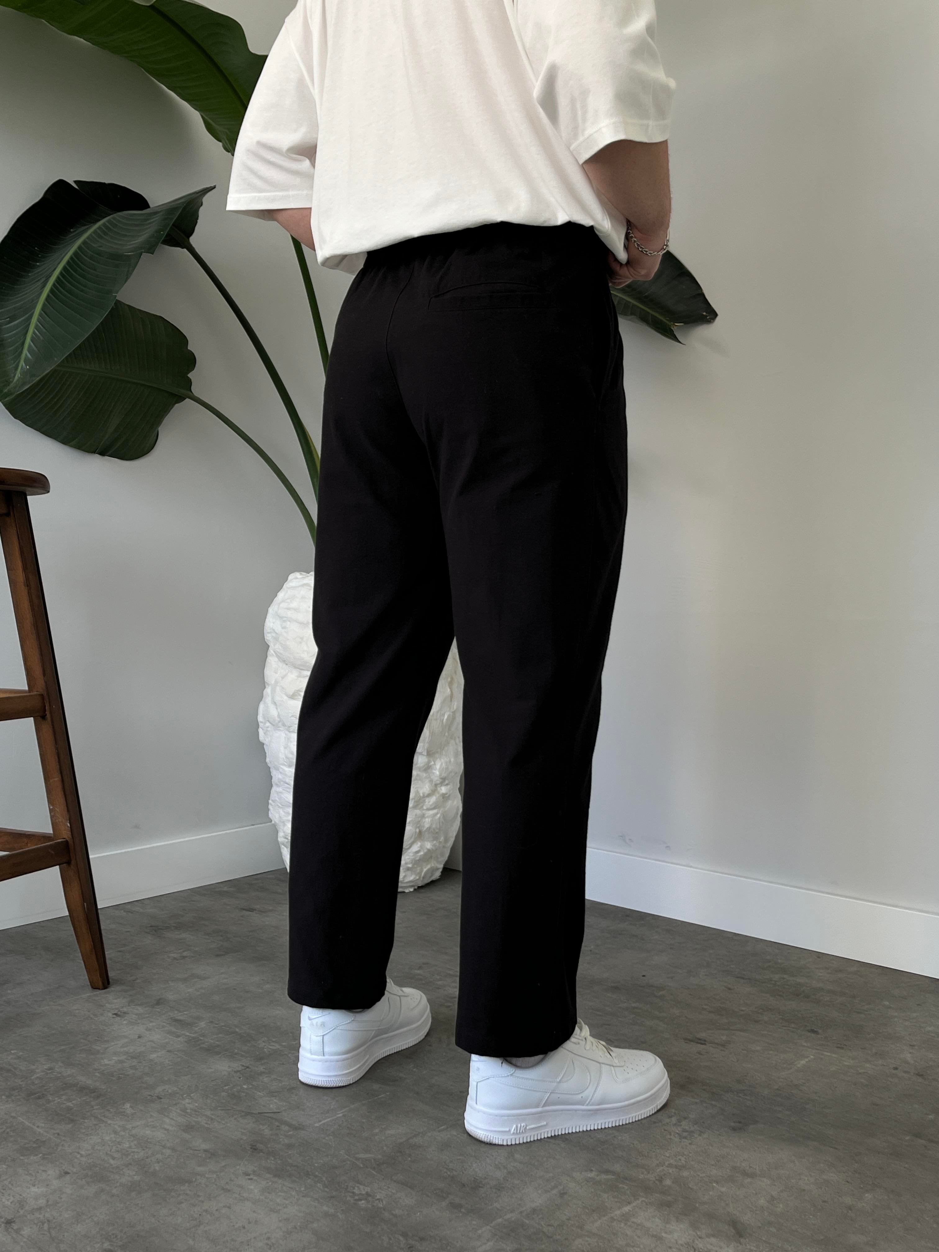 Elliot Siyah Bol Kalıp Gabardin Boyfriend Pantolon