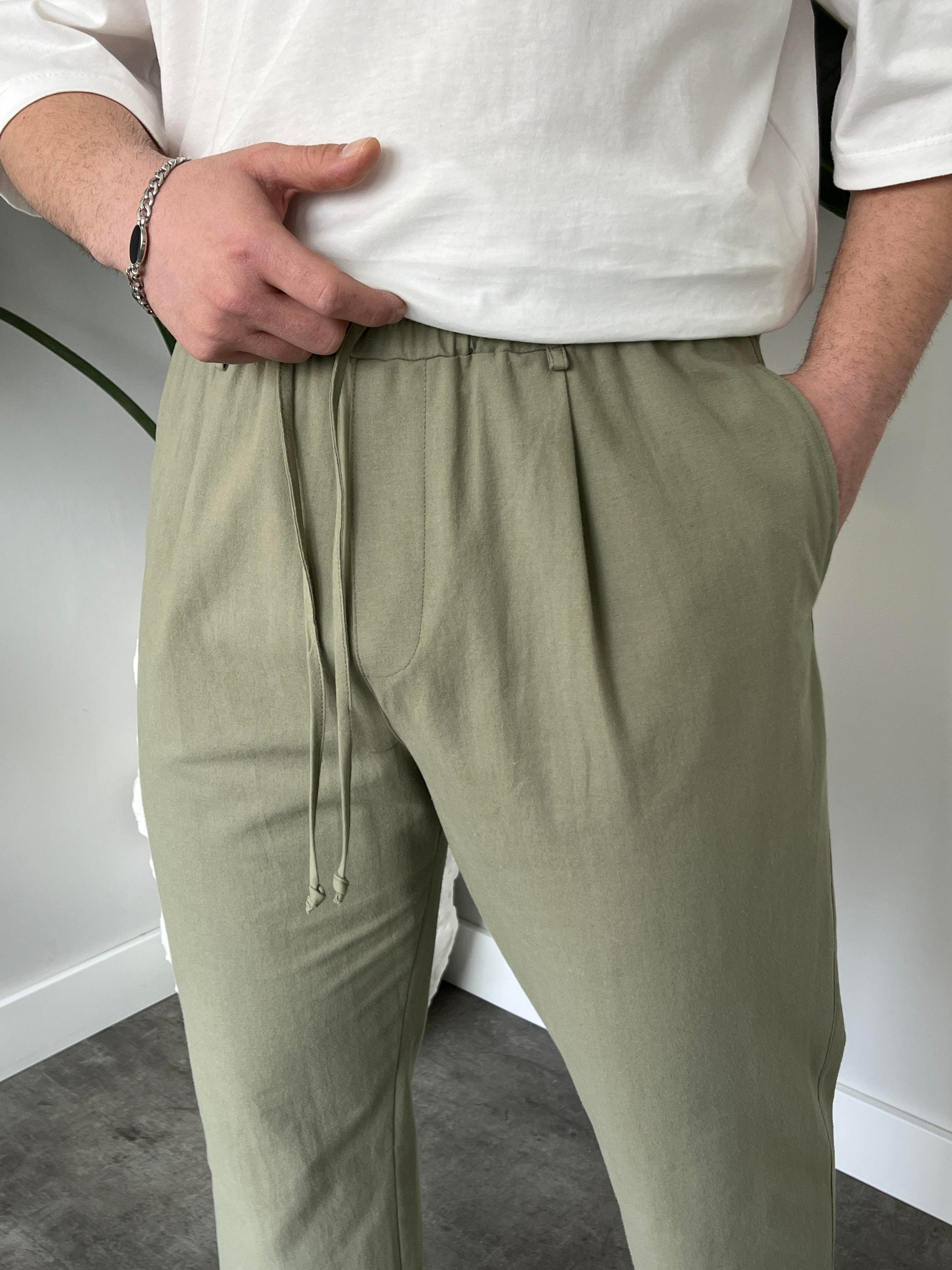 Elliot Yeşil Bol Kalıp Gabardin Boyfriend Pantolon