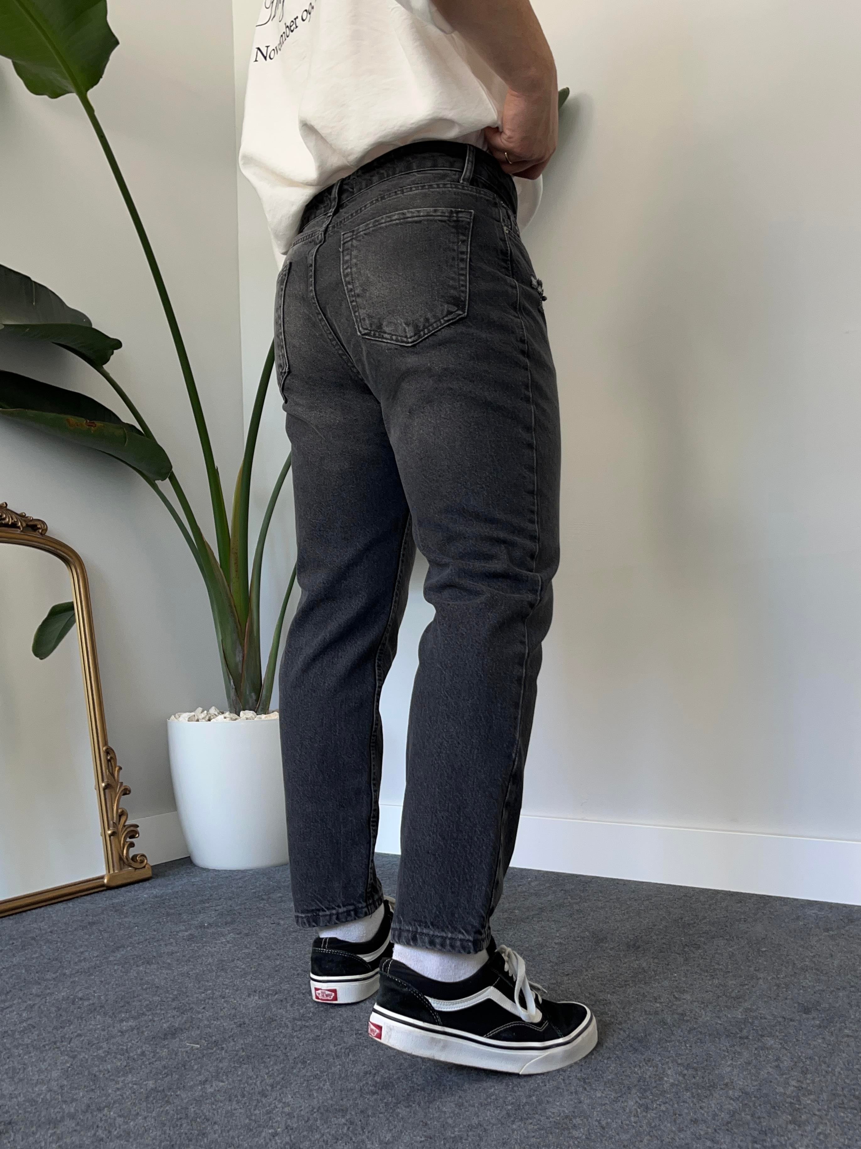 Füme Degrade Minimal Yırtık Boyfriend Jean 