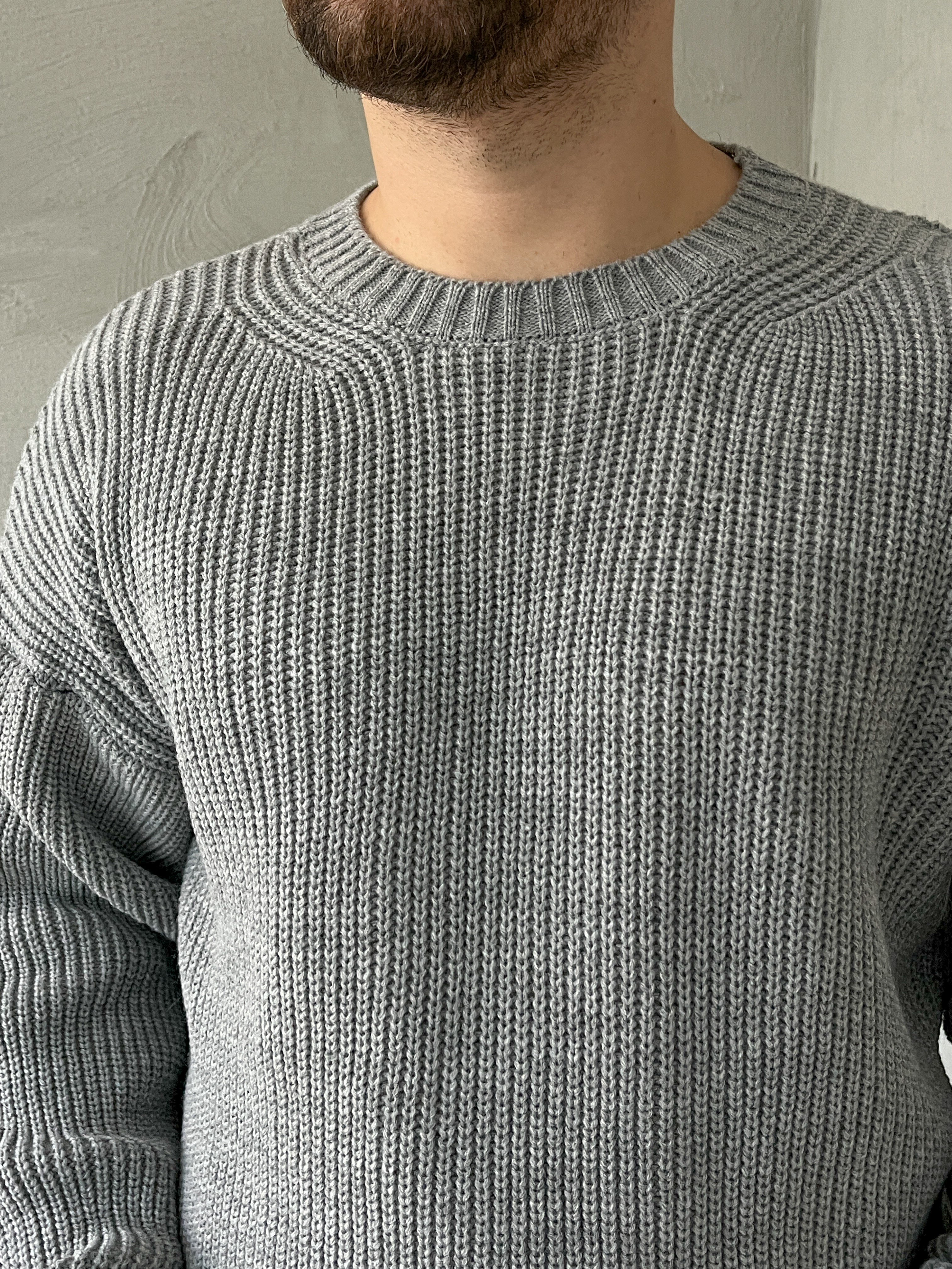 Gri Basic Örgü Oversize Kazak