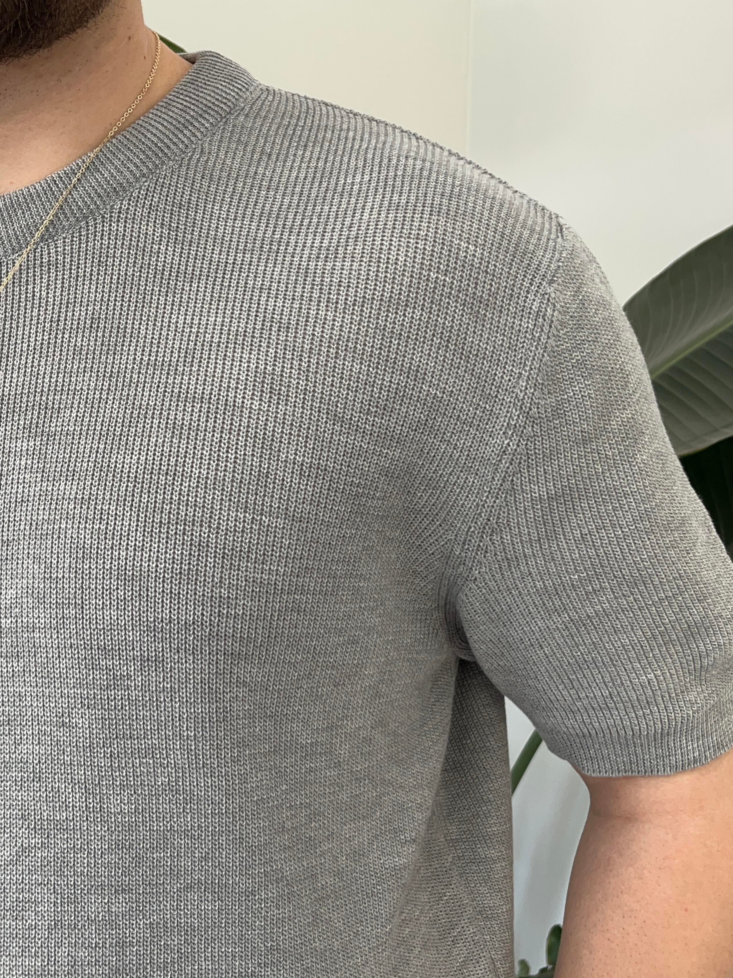 Gri Casual Örme Triko T-shirt