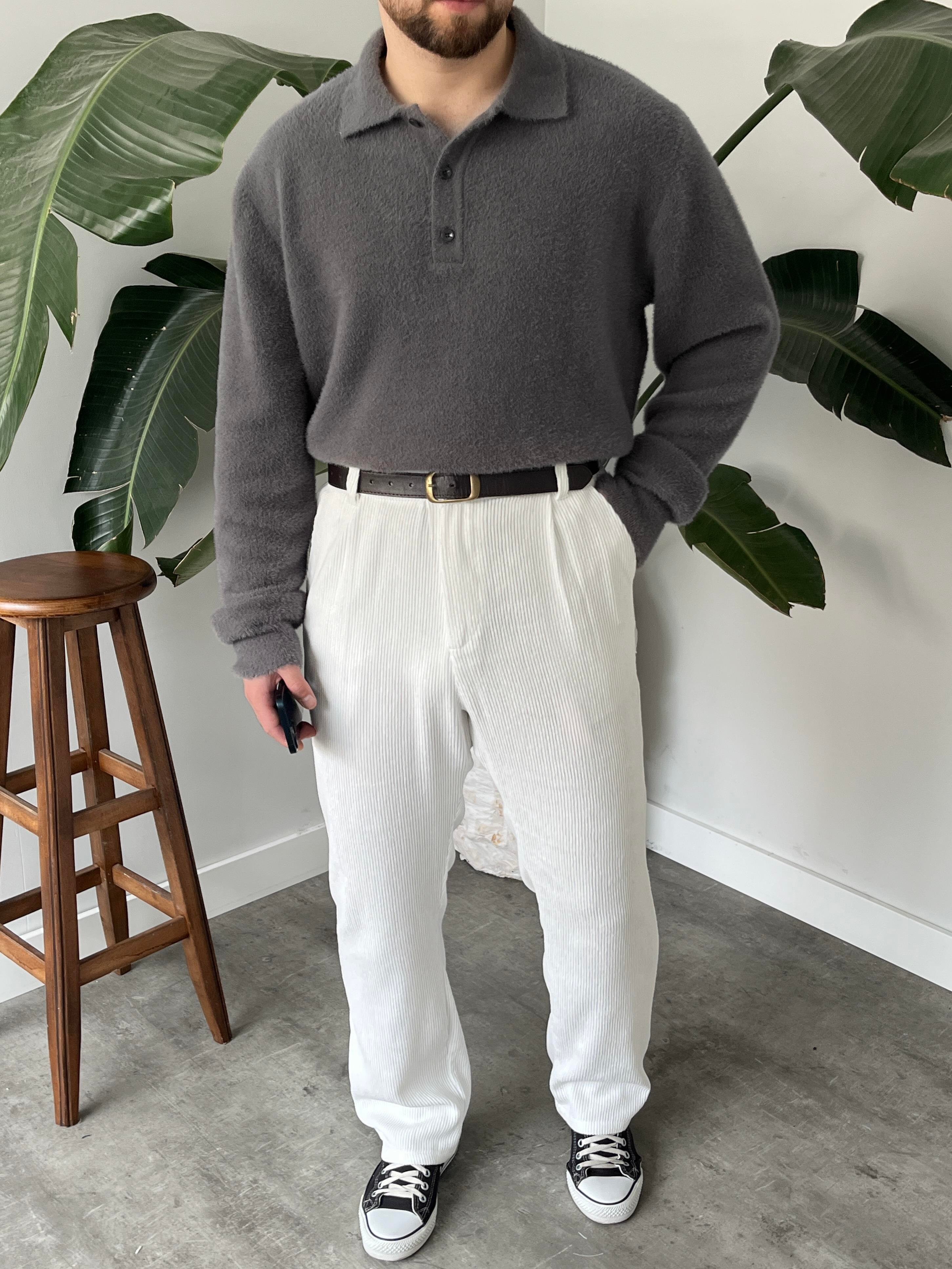 Gri Soft Touch Polo Yaka Kazak