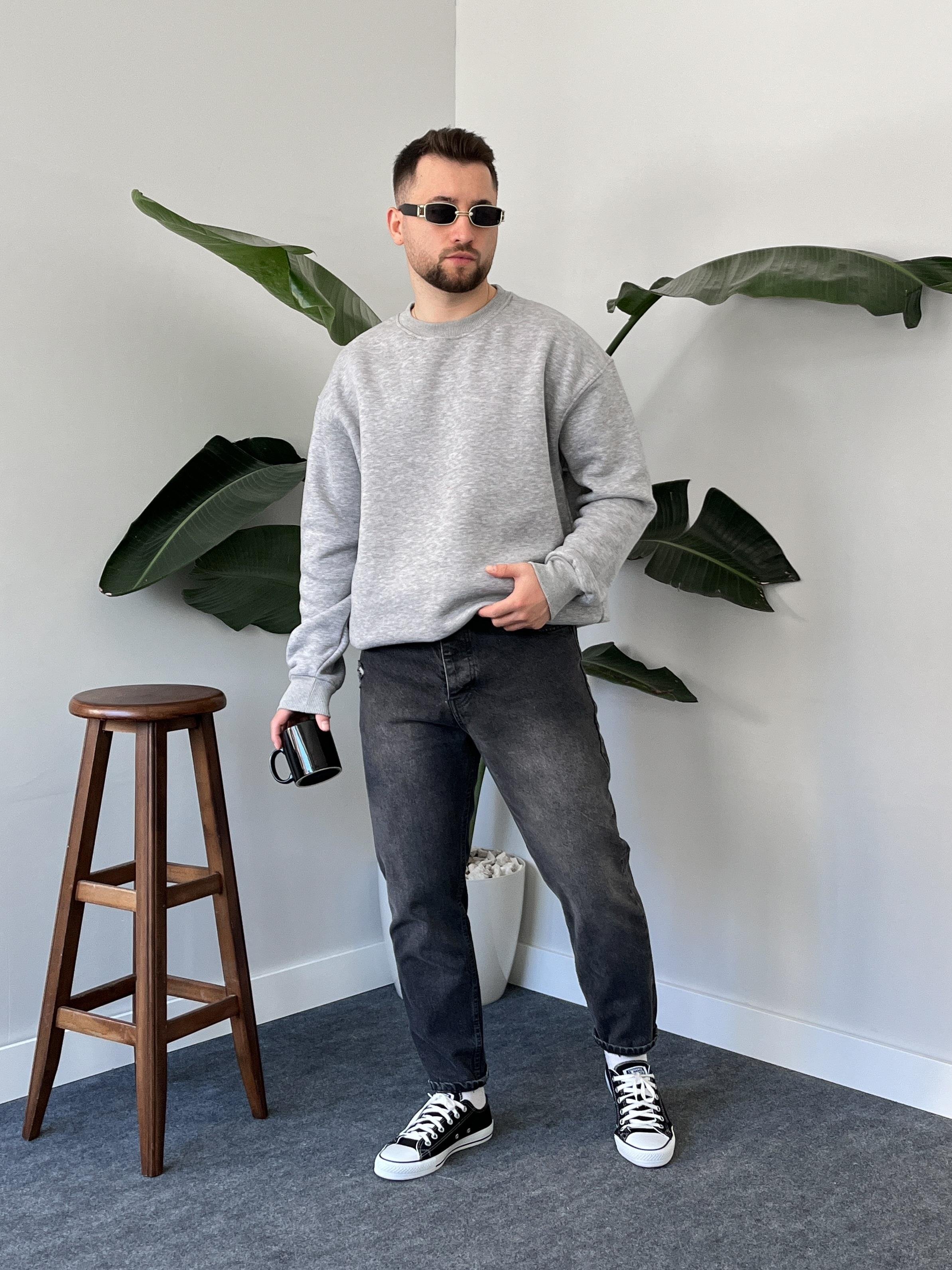 Grimelanj Üç İplik Şardonlu Basic Sweatshirt