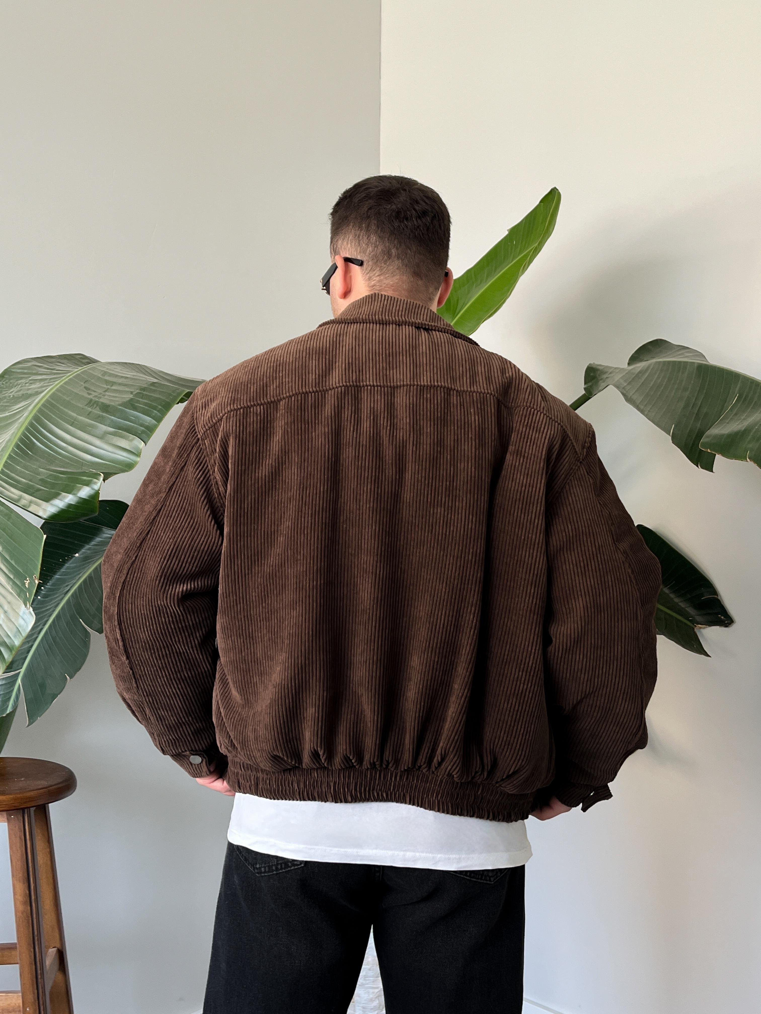 Kahverengi Fitilli Kadife Bomber Mont