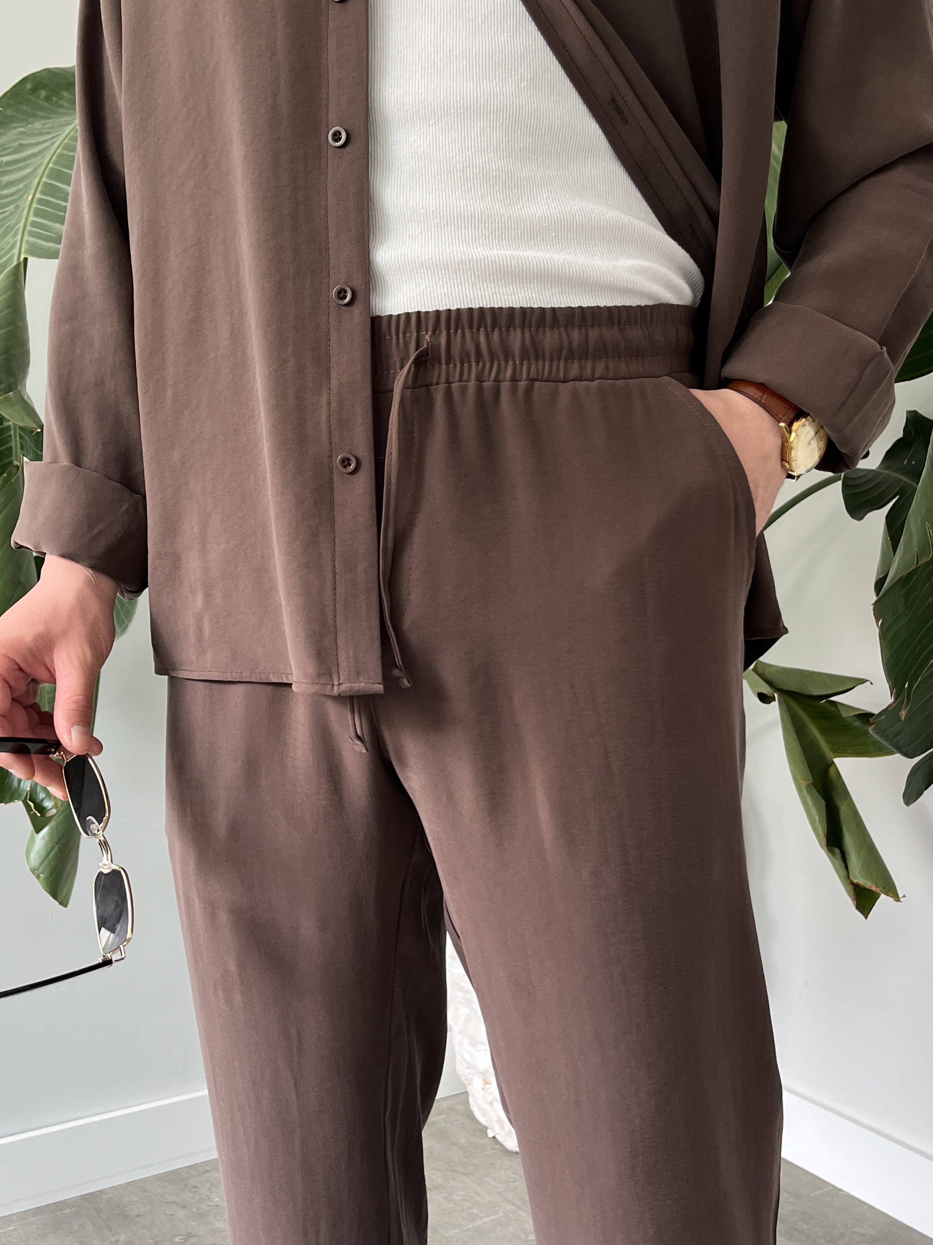 Kahverengi Premium Modal Oversize Takım