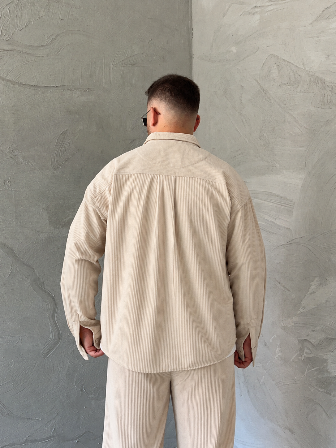 Krem Boxy Fit Fitilli Kadife Takım