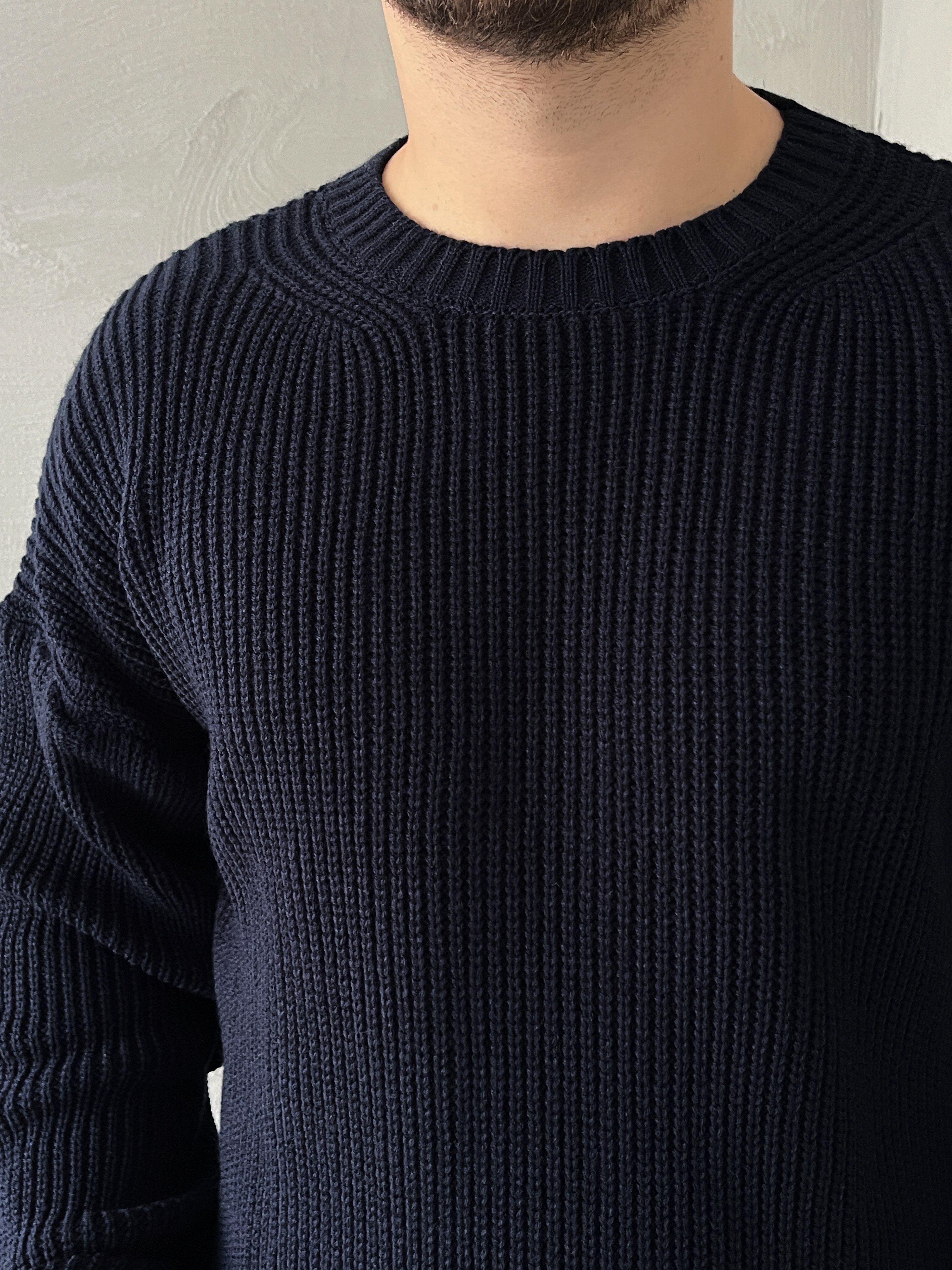 Lacivert Basic Örgü Oversize Kazak