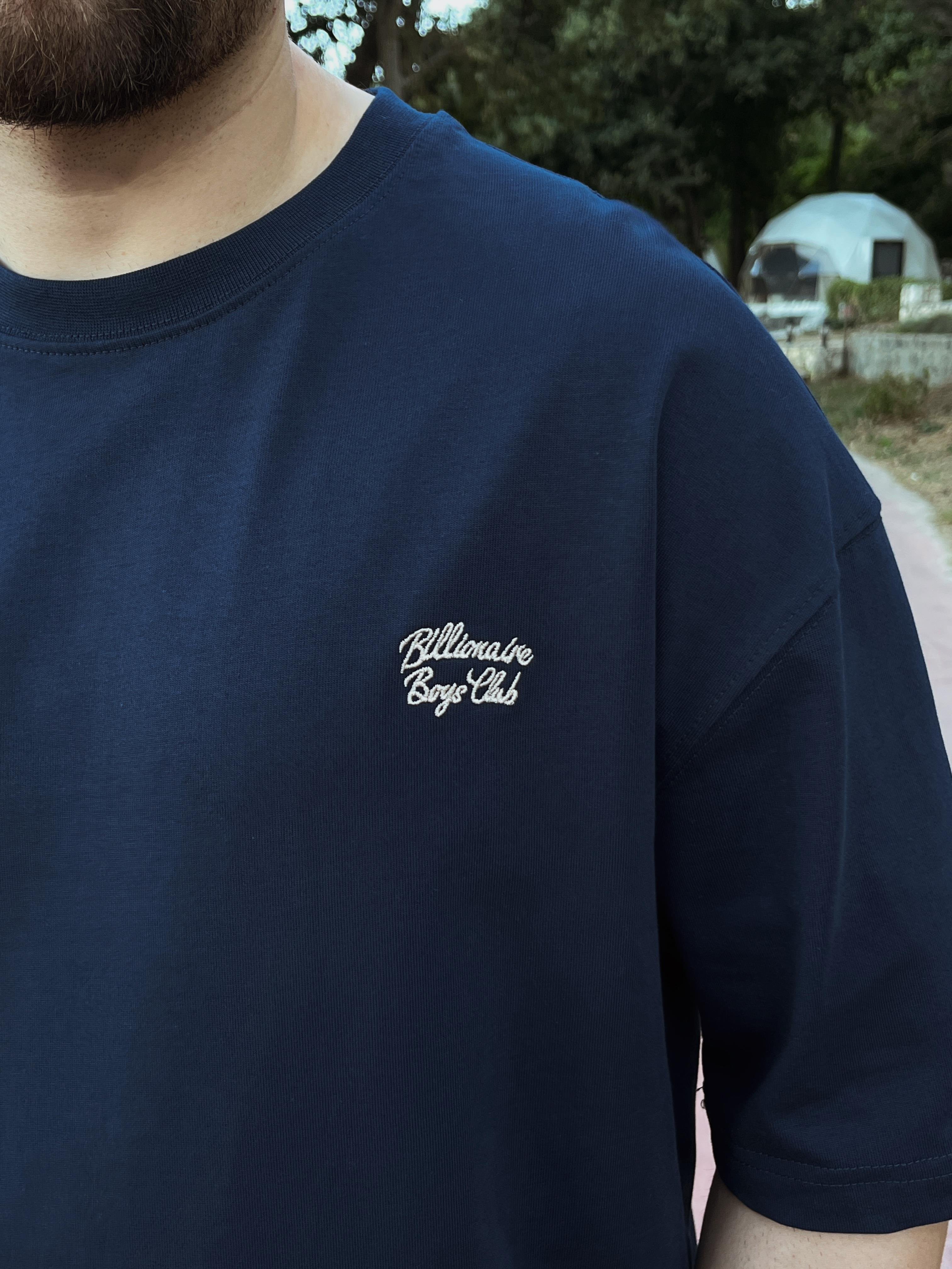 Lacivert Billionaire Boys Nakışlı Oversize T-shirt