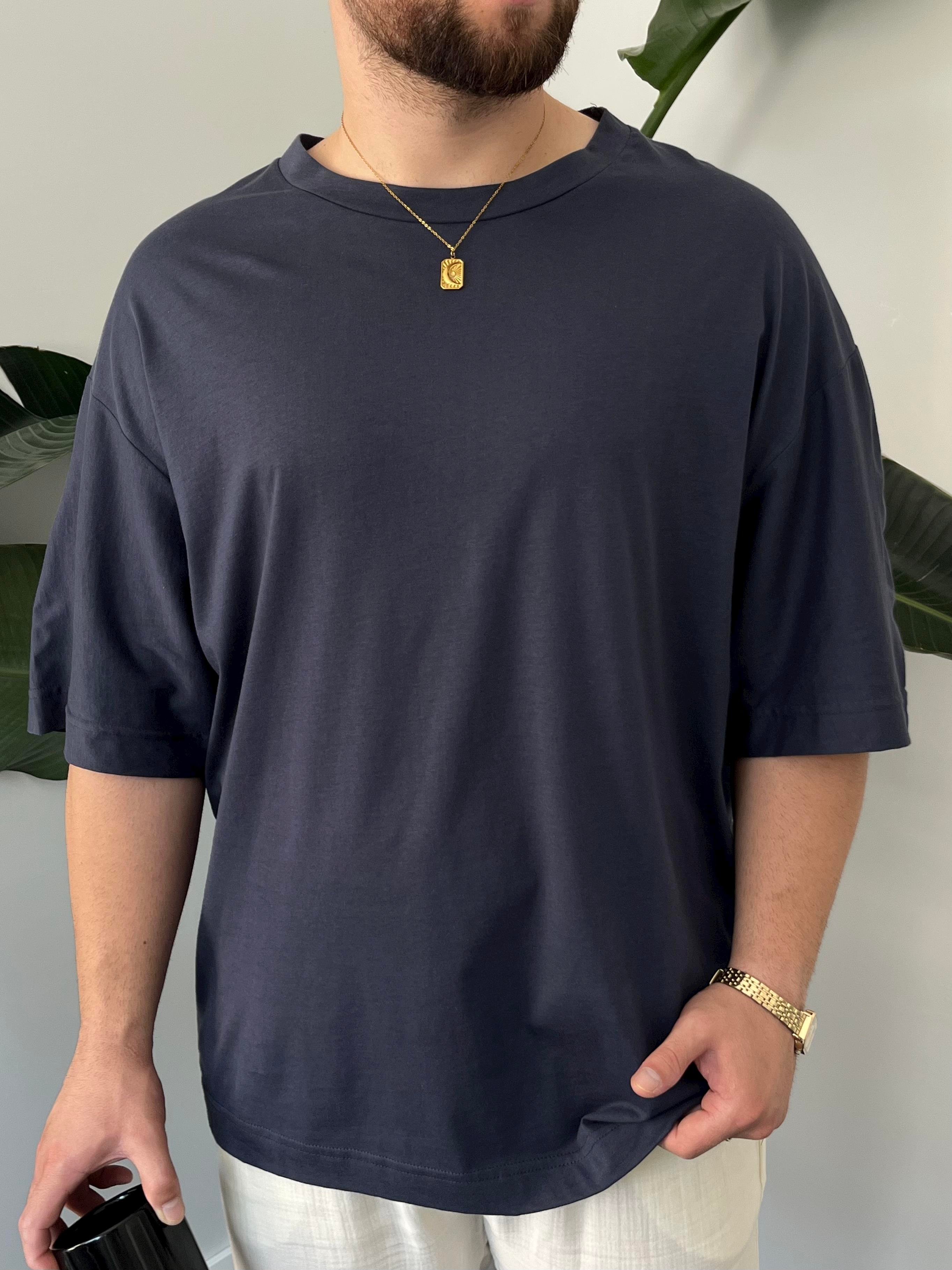 Lacivert Oversize Basic T-shirt