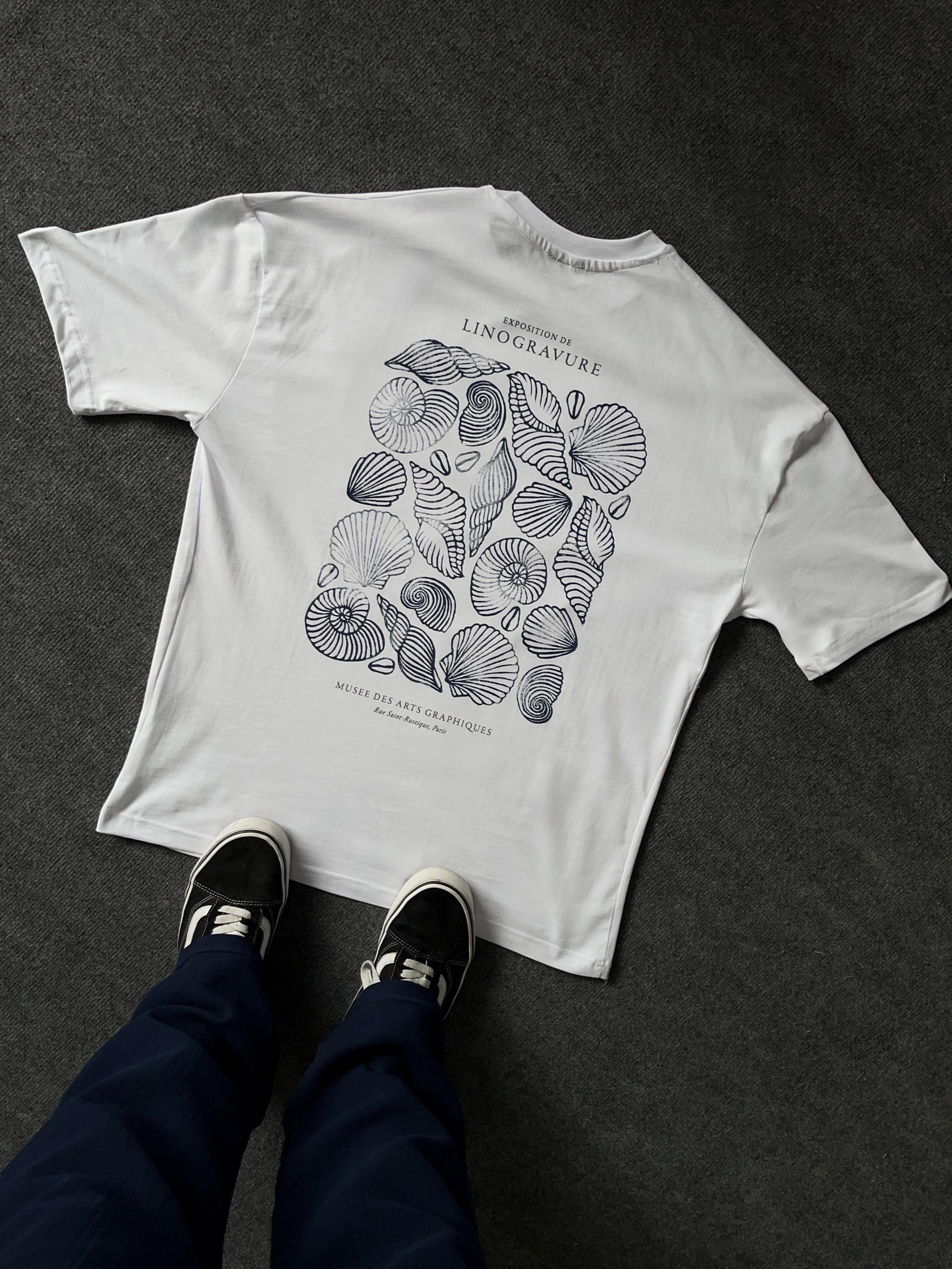 Linogravure Beyaz Oversize T-shirt