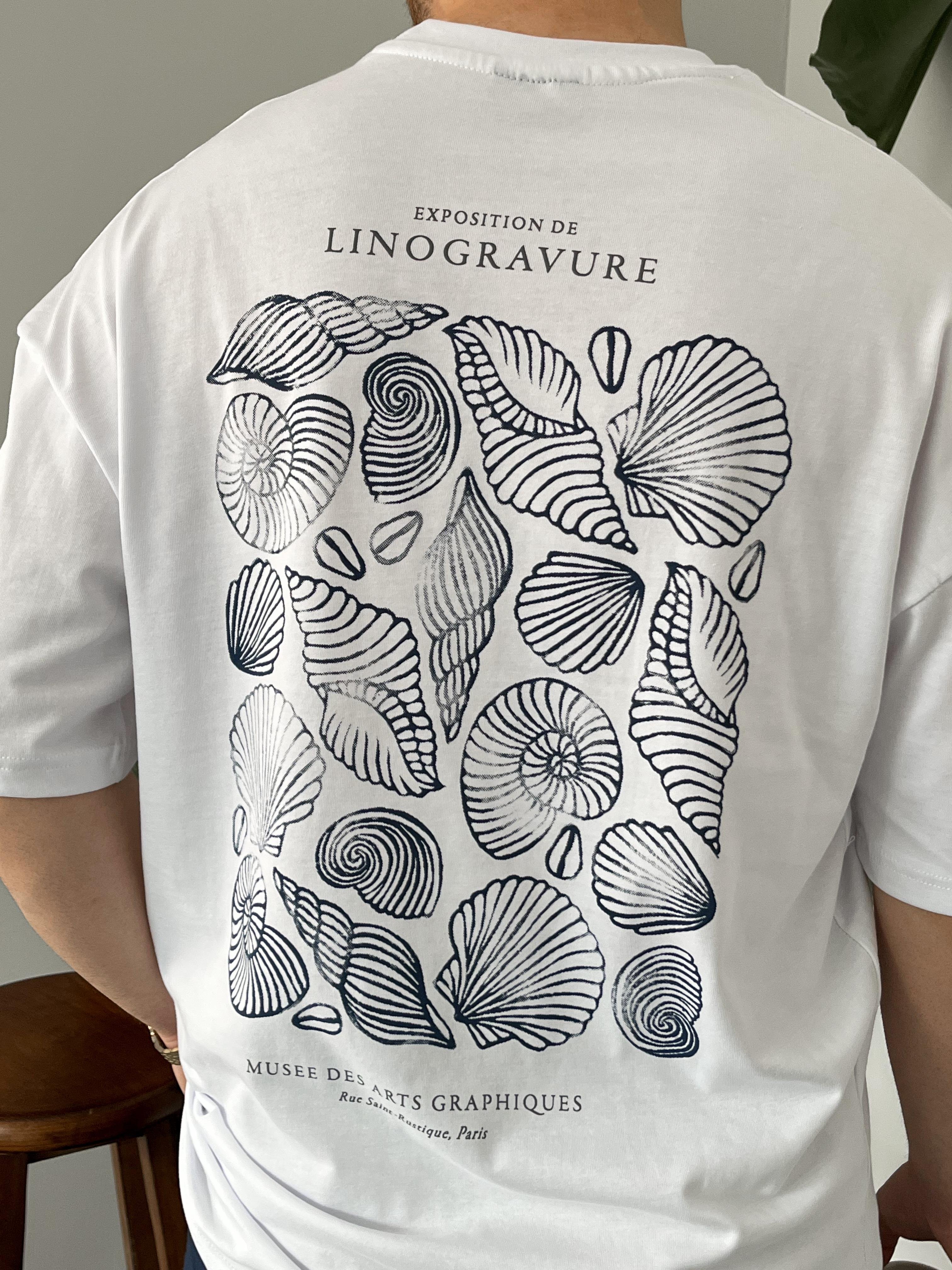 Linogravure Beyaz Oversize T-shirt