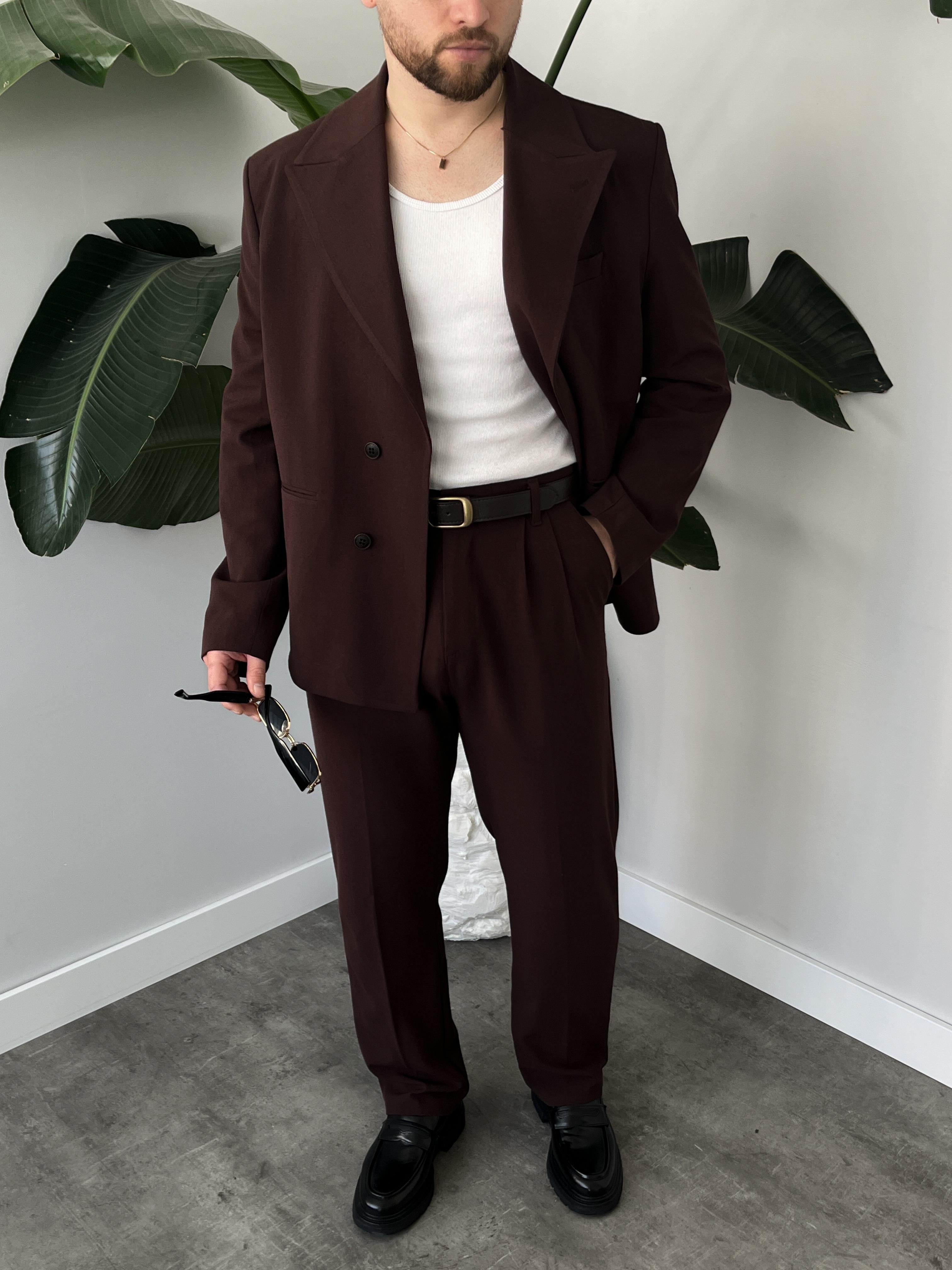 Luxury Edition Acı Kahve Kruvaze Oversize Takım