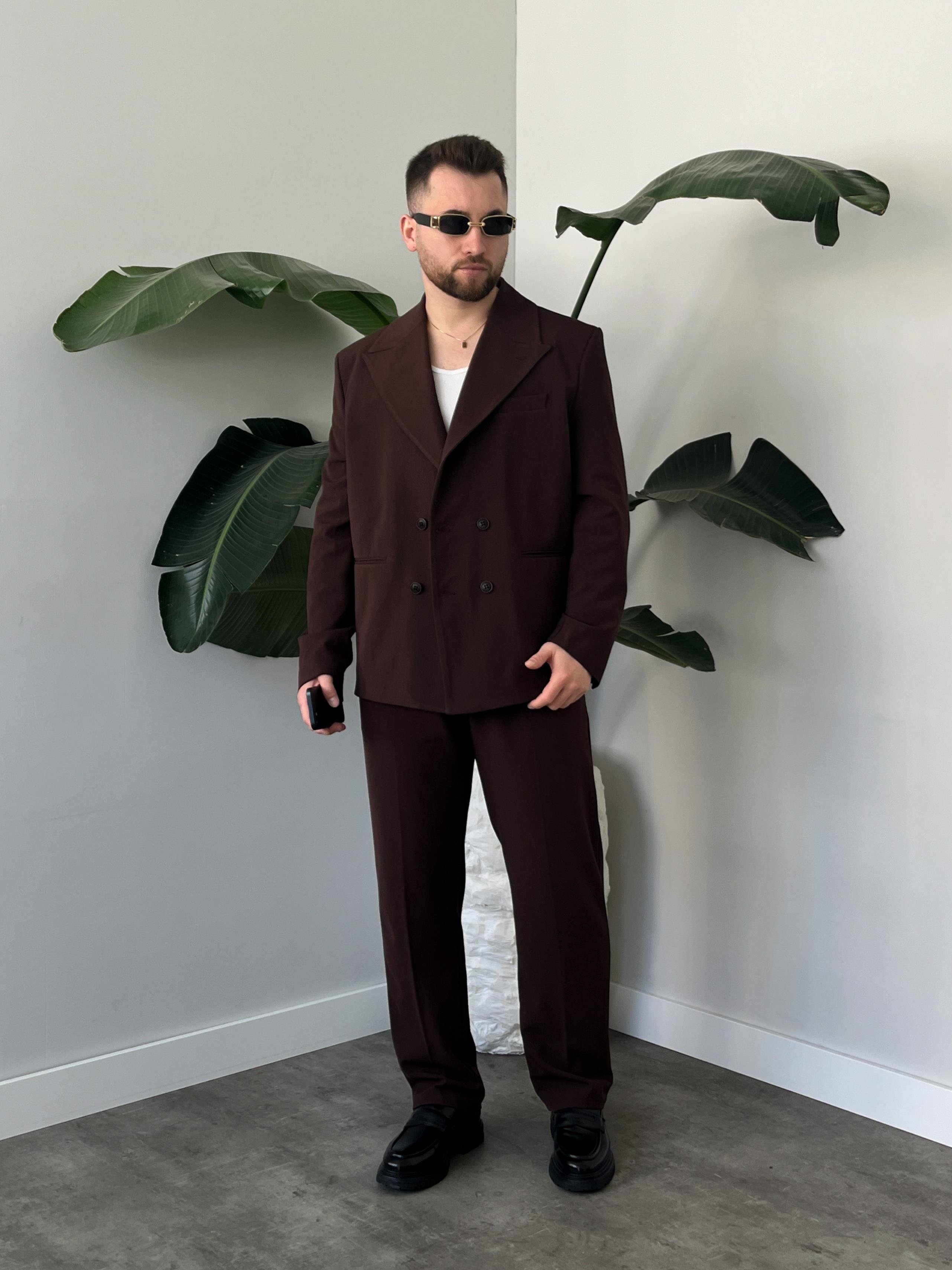 Luxury Edition Acı Kahve Kruvaze Oversize Takım