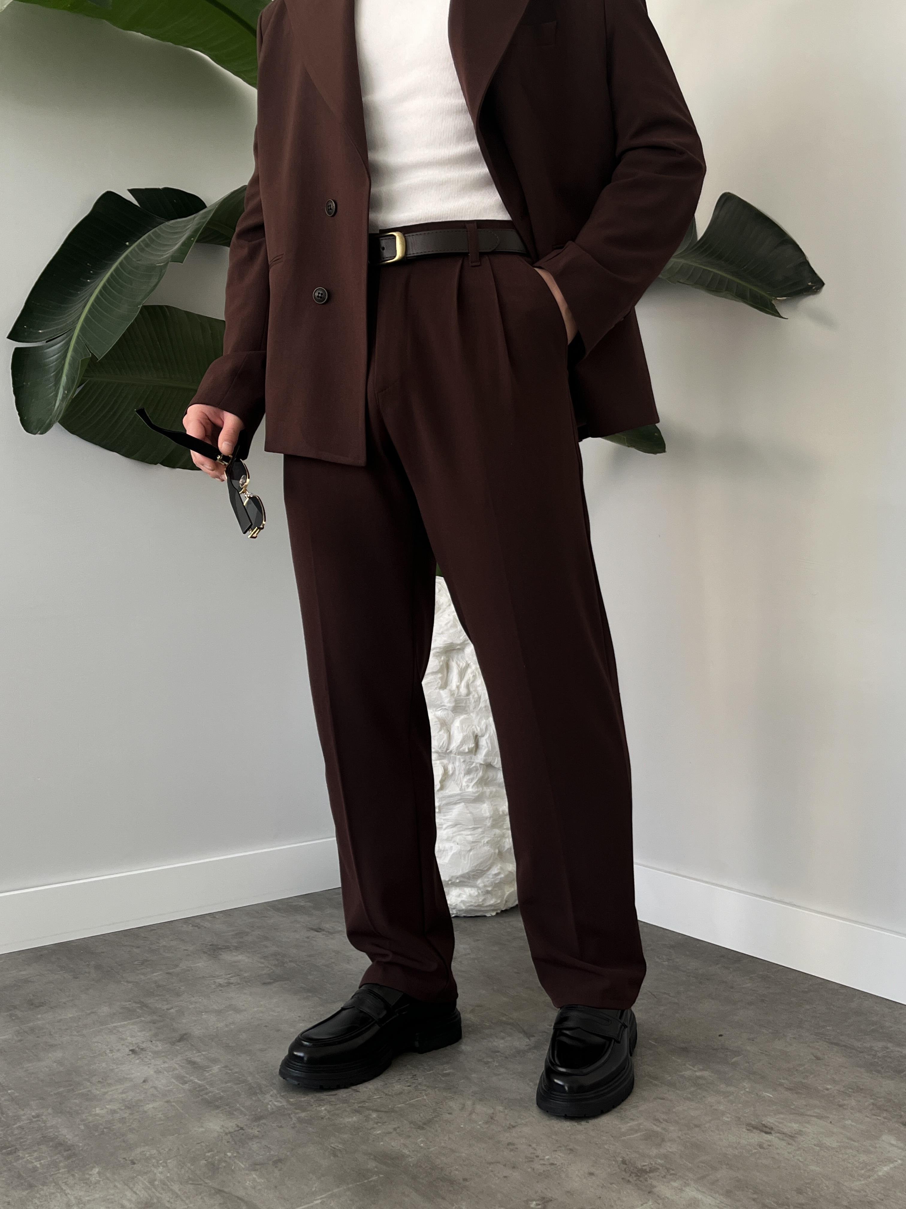 Luxury Edition Acı Kahve Kruvaze Oversize Takım