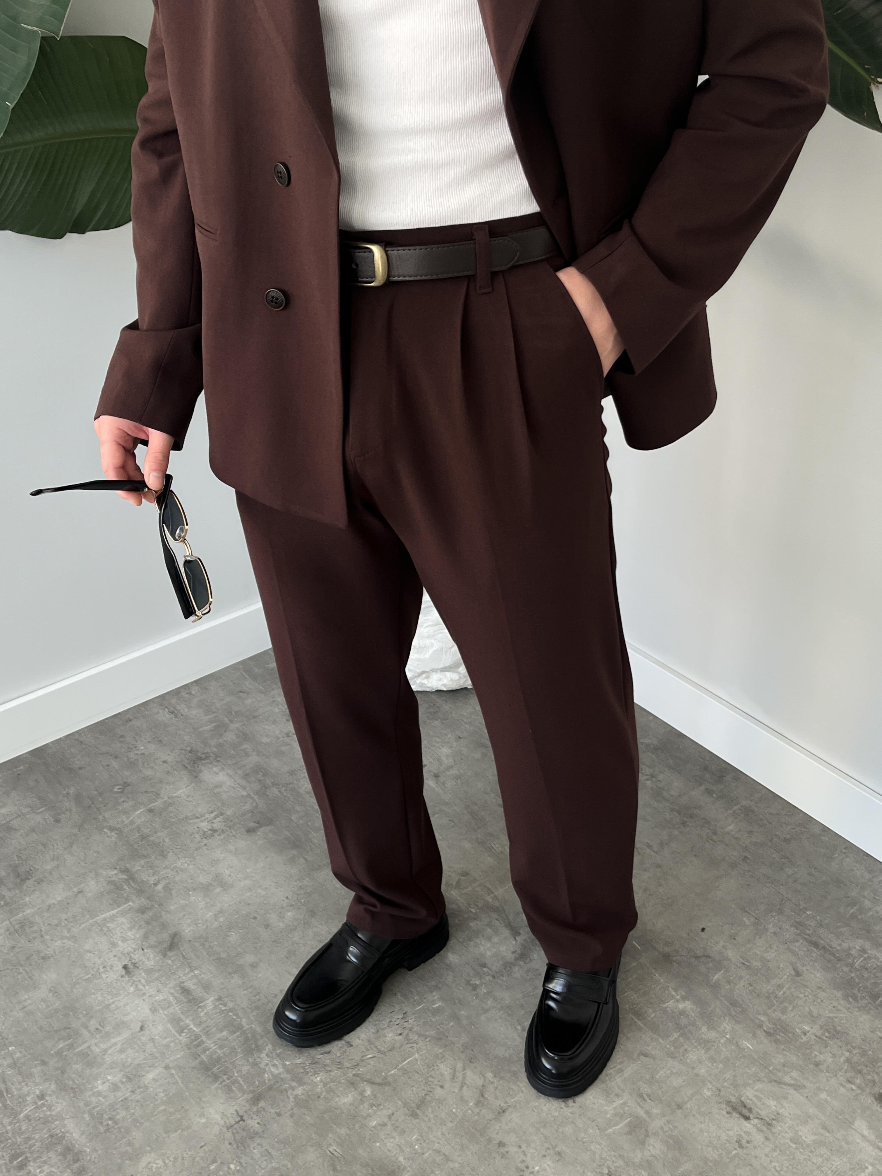 Luxury Edition Acı Kahve Kruvaze Oversize Takım