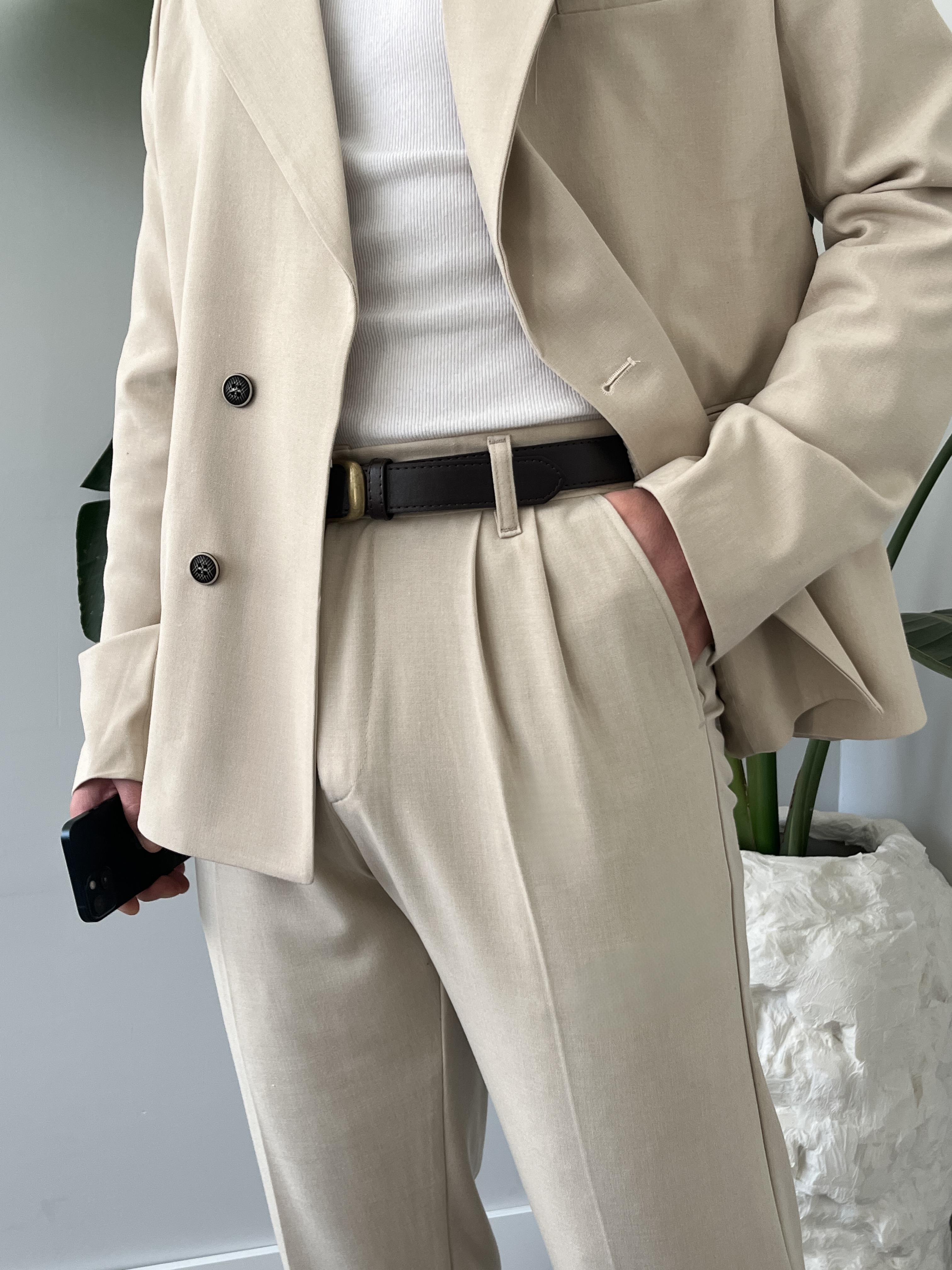 Luxury Edition Krem Kruvaze Oversize Takım