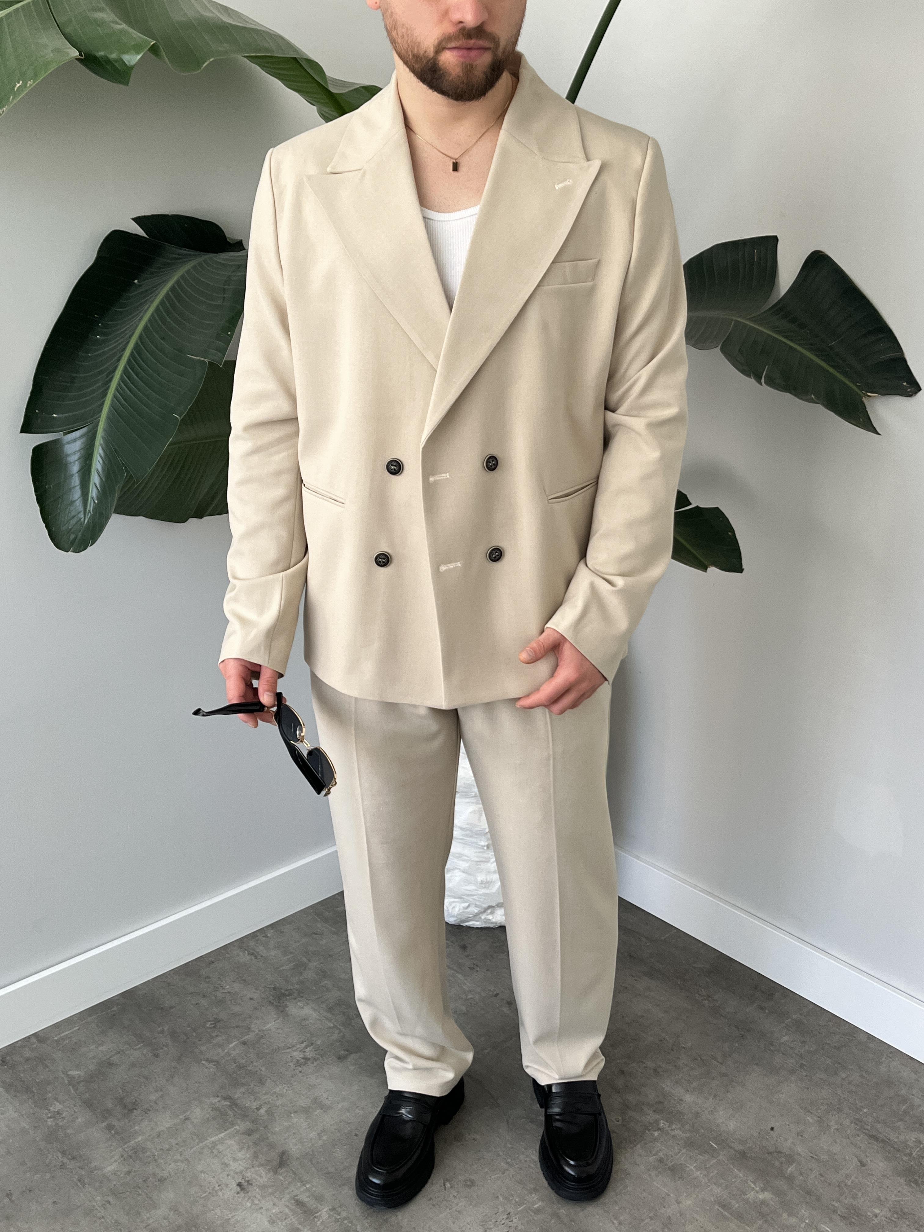 Luxury Edition Krem Kruvaze Oversize Takım