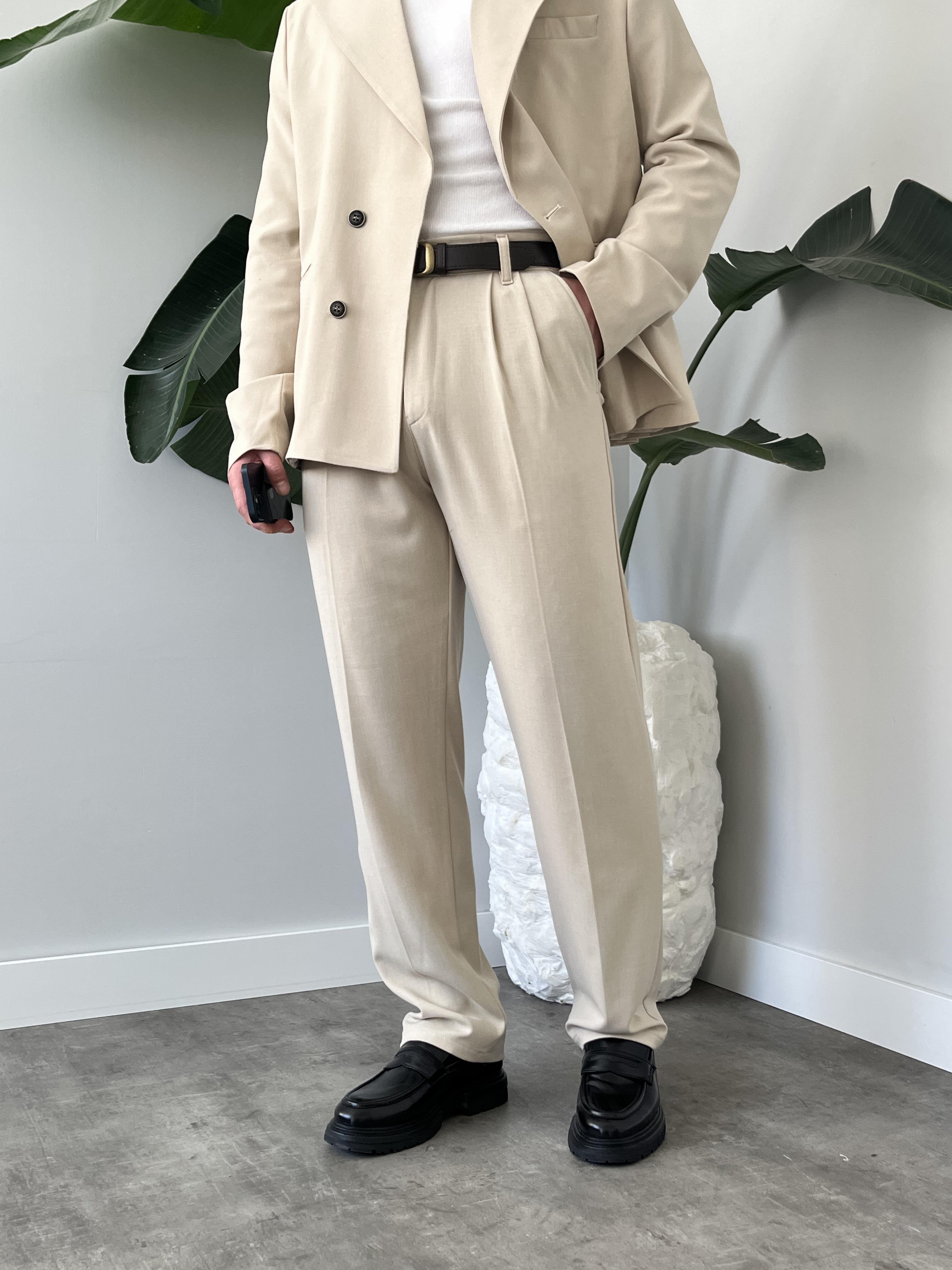 Luxury Edition Krem Kruvaze Oversize Takım