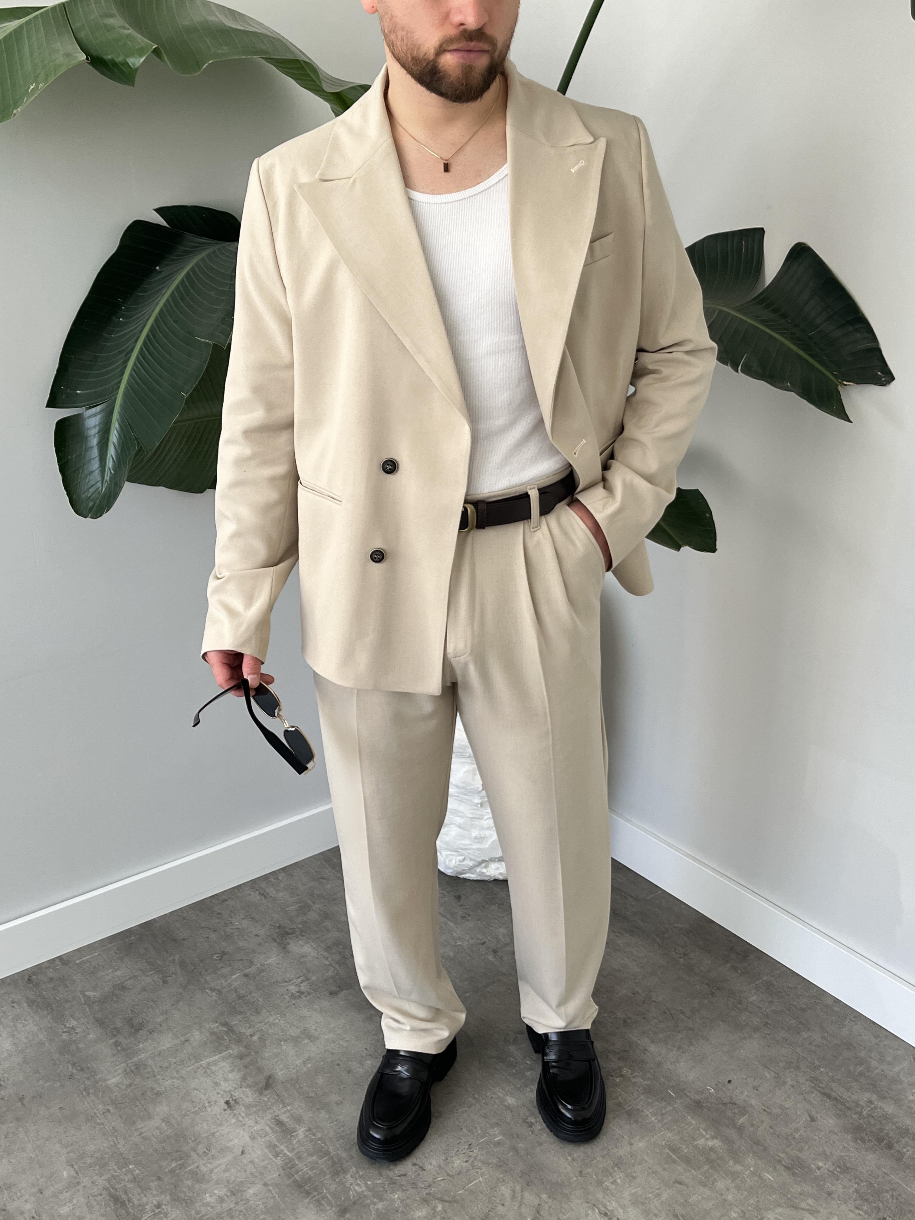 Luxury Edition Krem Kruvaze Oversize Takım