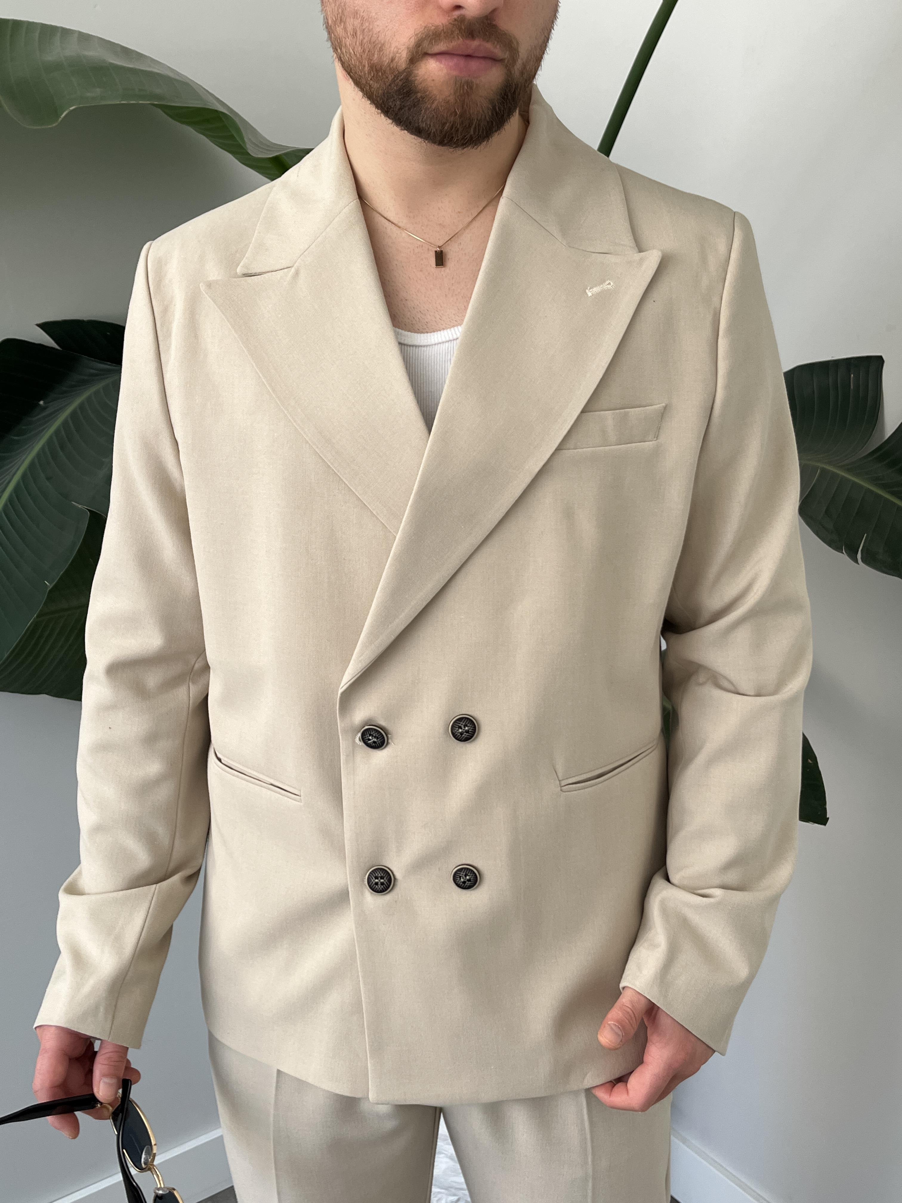 Luxury Edition Krem Kruvaze Oversize Takım