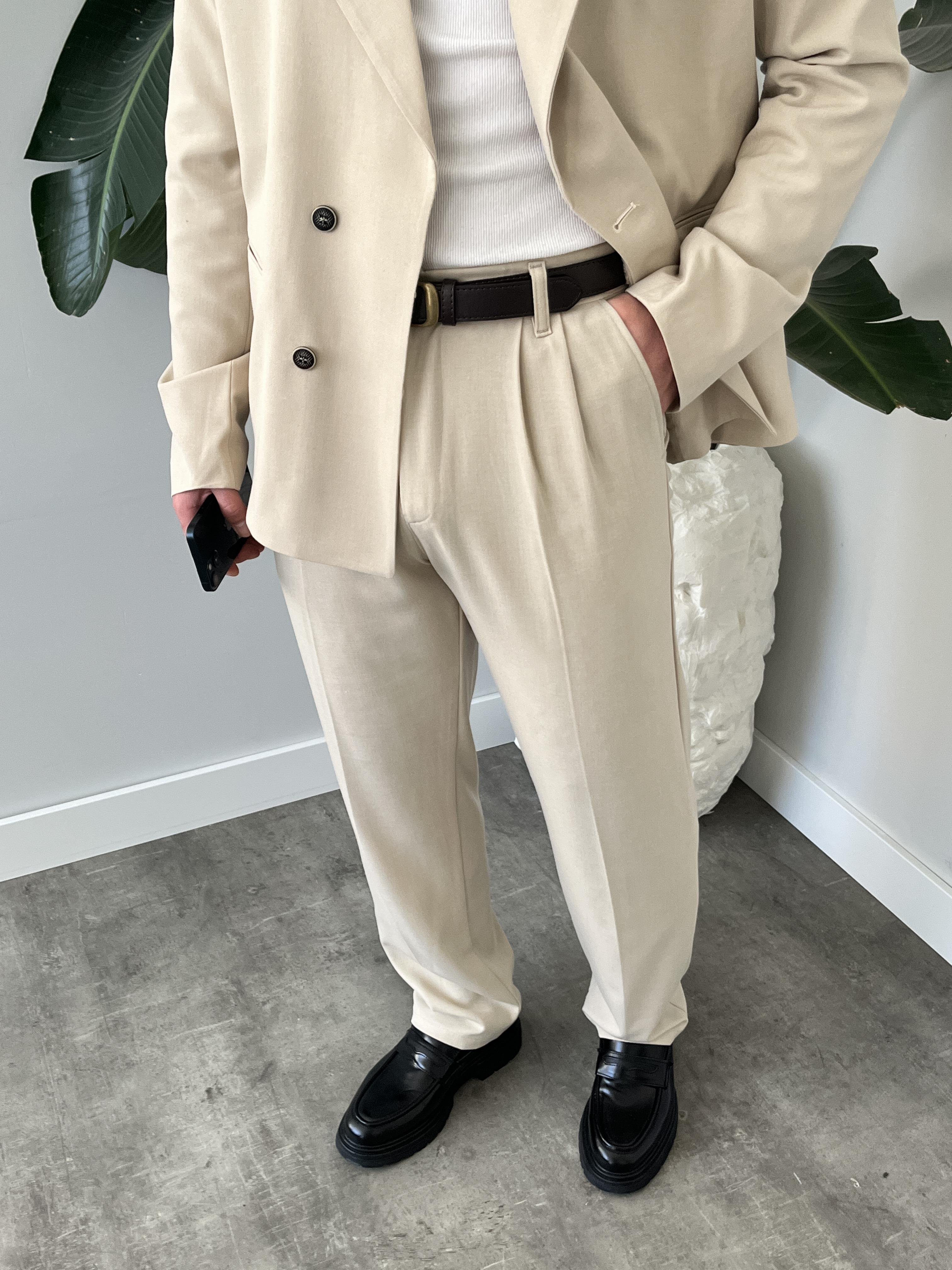 Luxury Edition Krem Kruvaze Oversize Takım