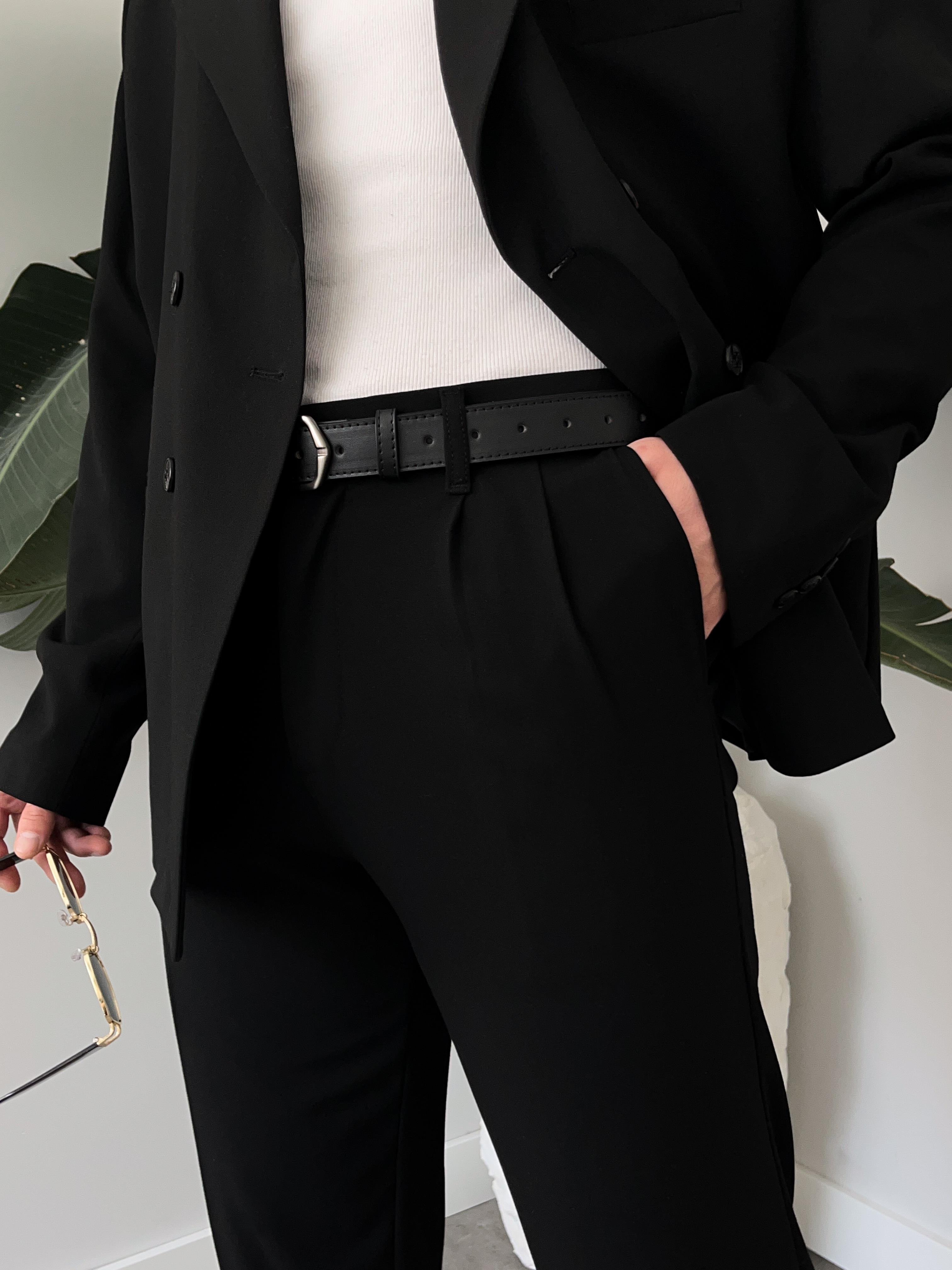 Luxury Edition Siyah Kruvaze Oversize Takım