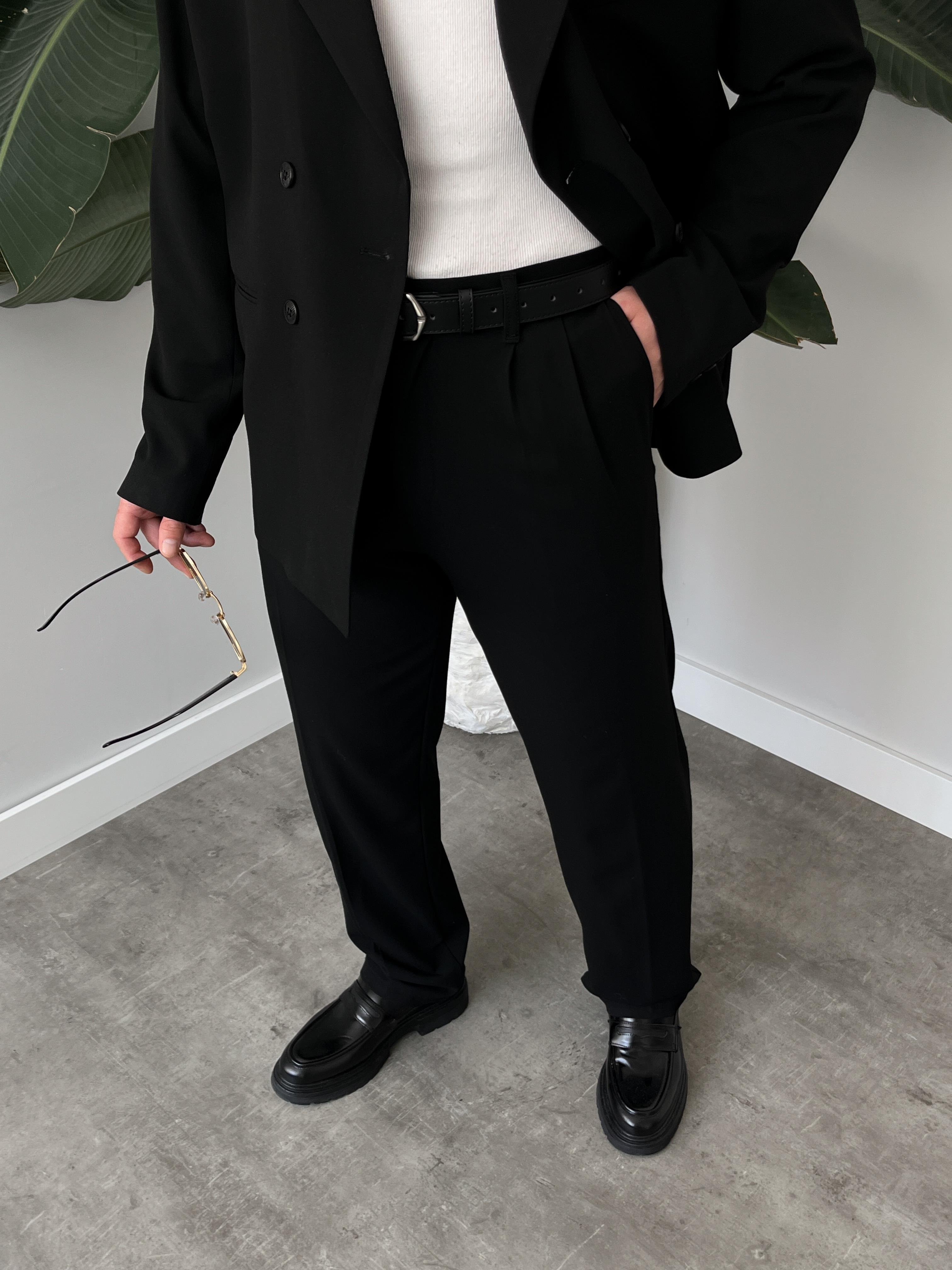 Luxury Edition Siyah Kruvaze Oversize Takım