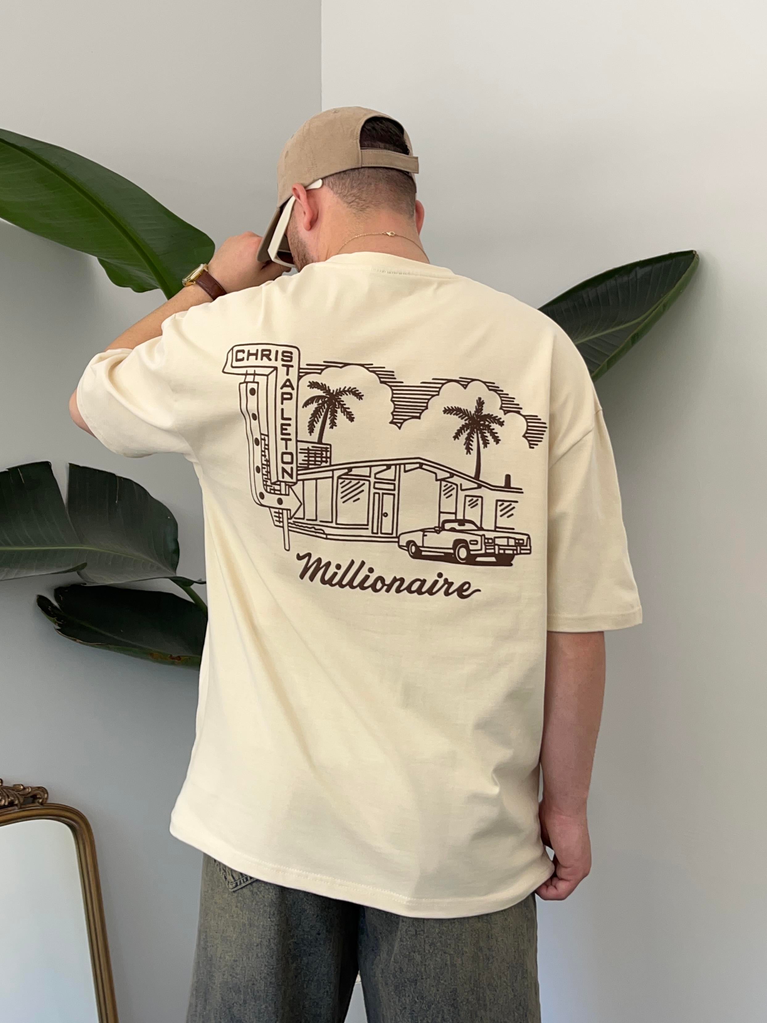 Millionaire Krem Oversize T-shirt